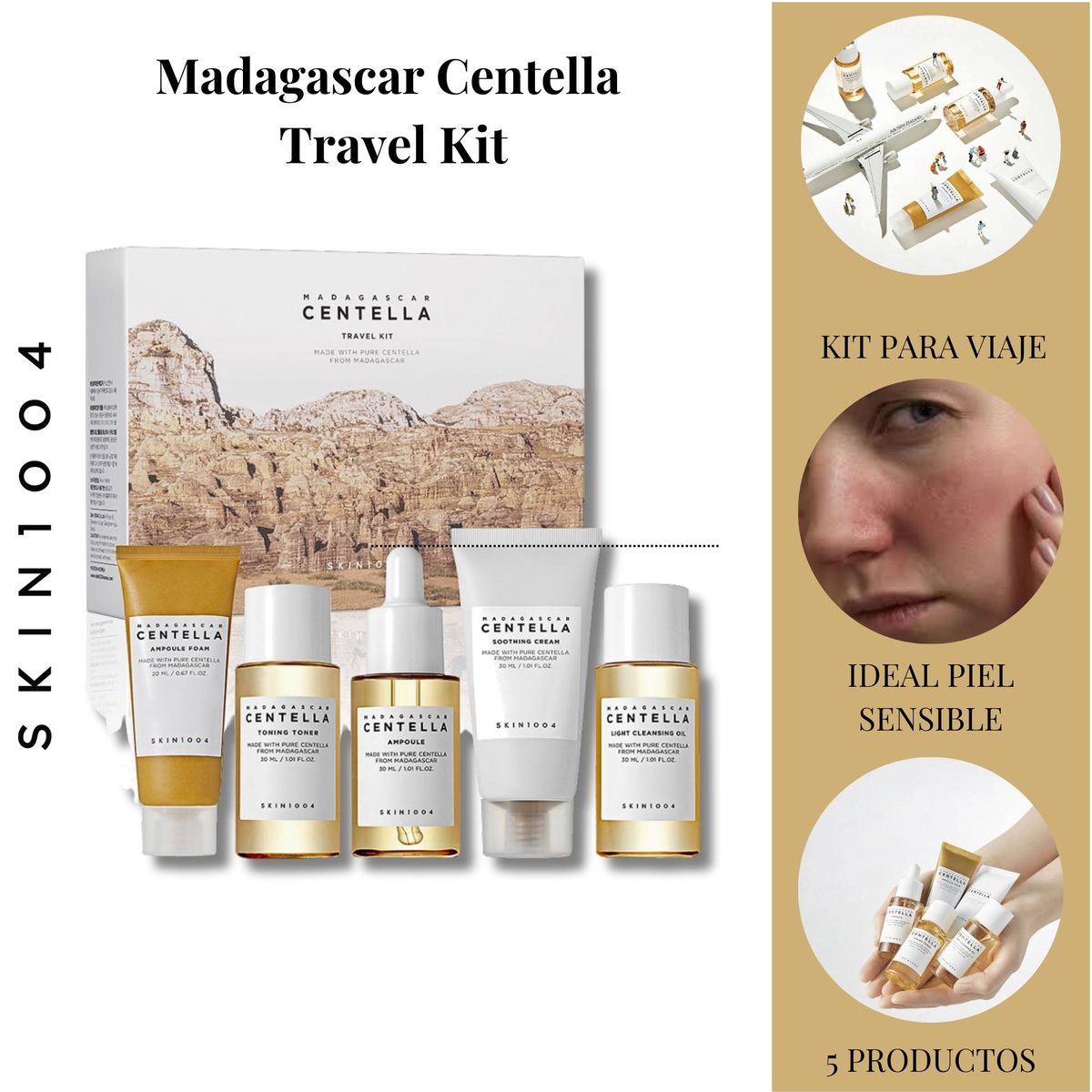 SKIN1004 - Madagascar Centella Travel Kit 5minis piel irritada y sensible