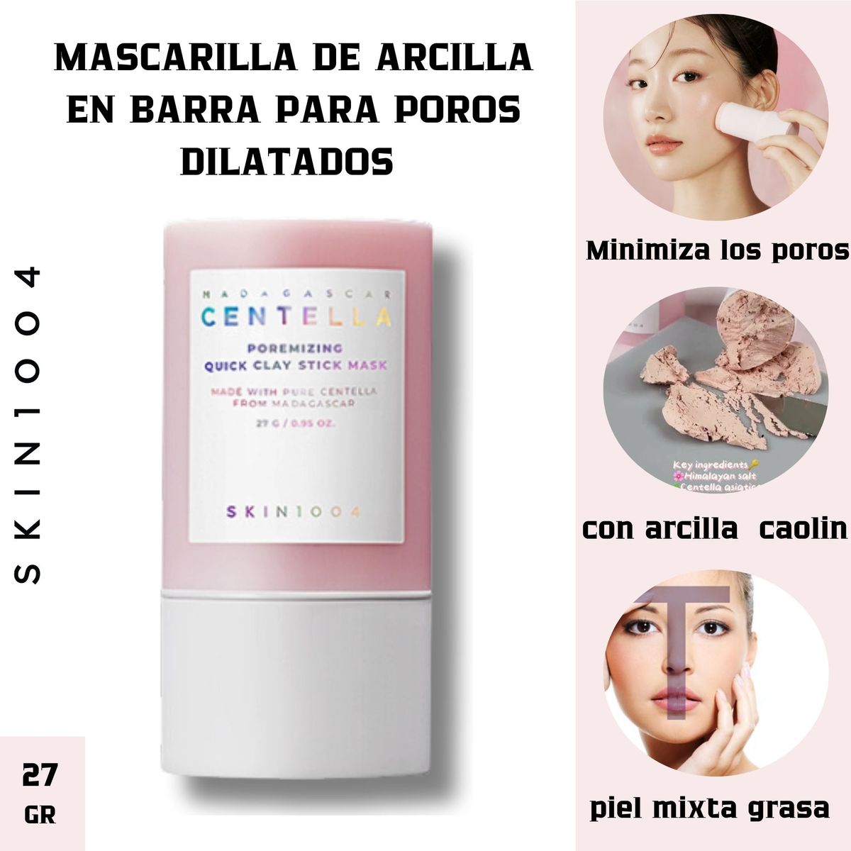 SKIN1004 - Mascarilla para Poros abiertos calma y control brillo  en Barra Poremizing Quick Clay Stick Mask 27gr