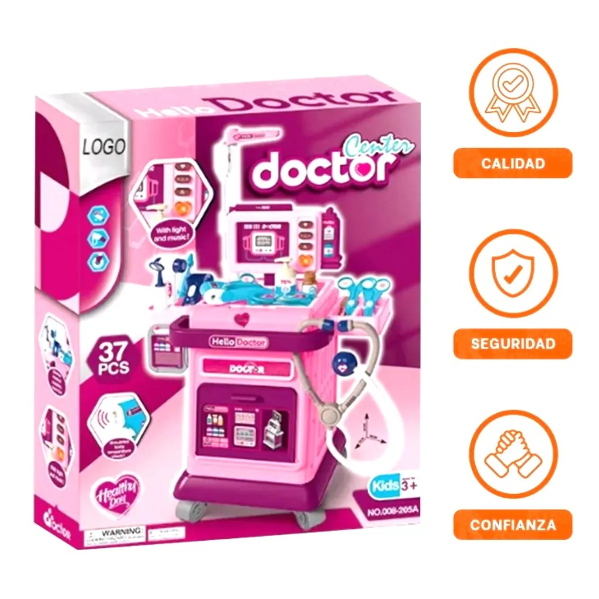 GENERICO - Set de Doctora Rosado con 37 Piezas Con Luces y Sonidos