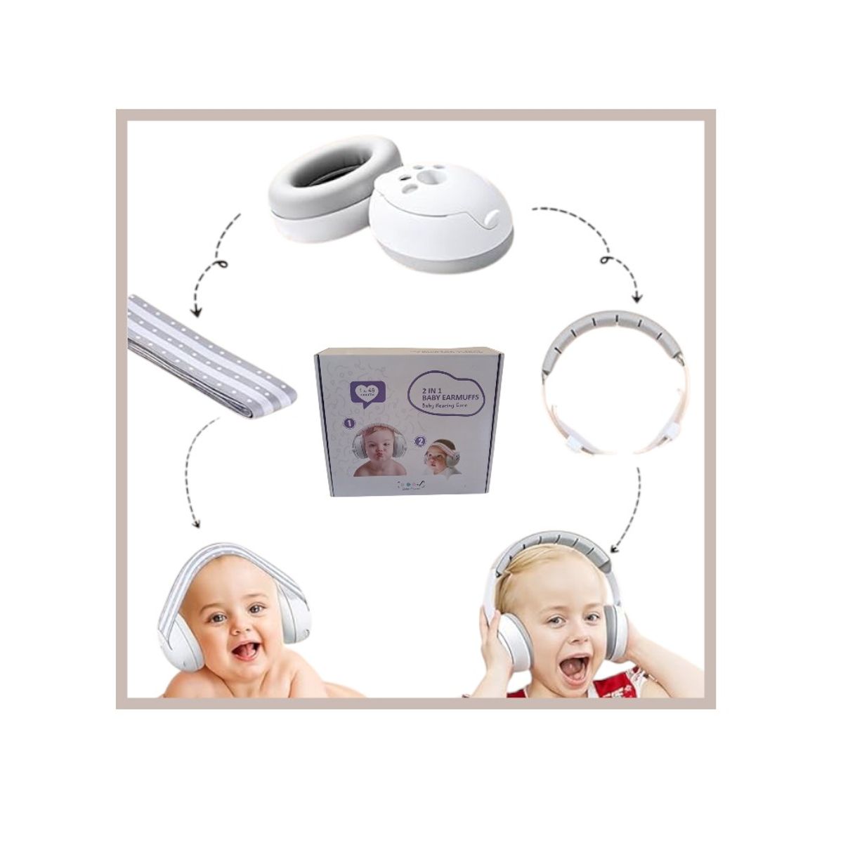 GENERICO - OREJERAS ANTIRUIDOS 2 EN 1 PROTECCIÓN AUDITIVAS PARA BEBÉS - ROSADO