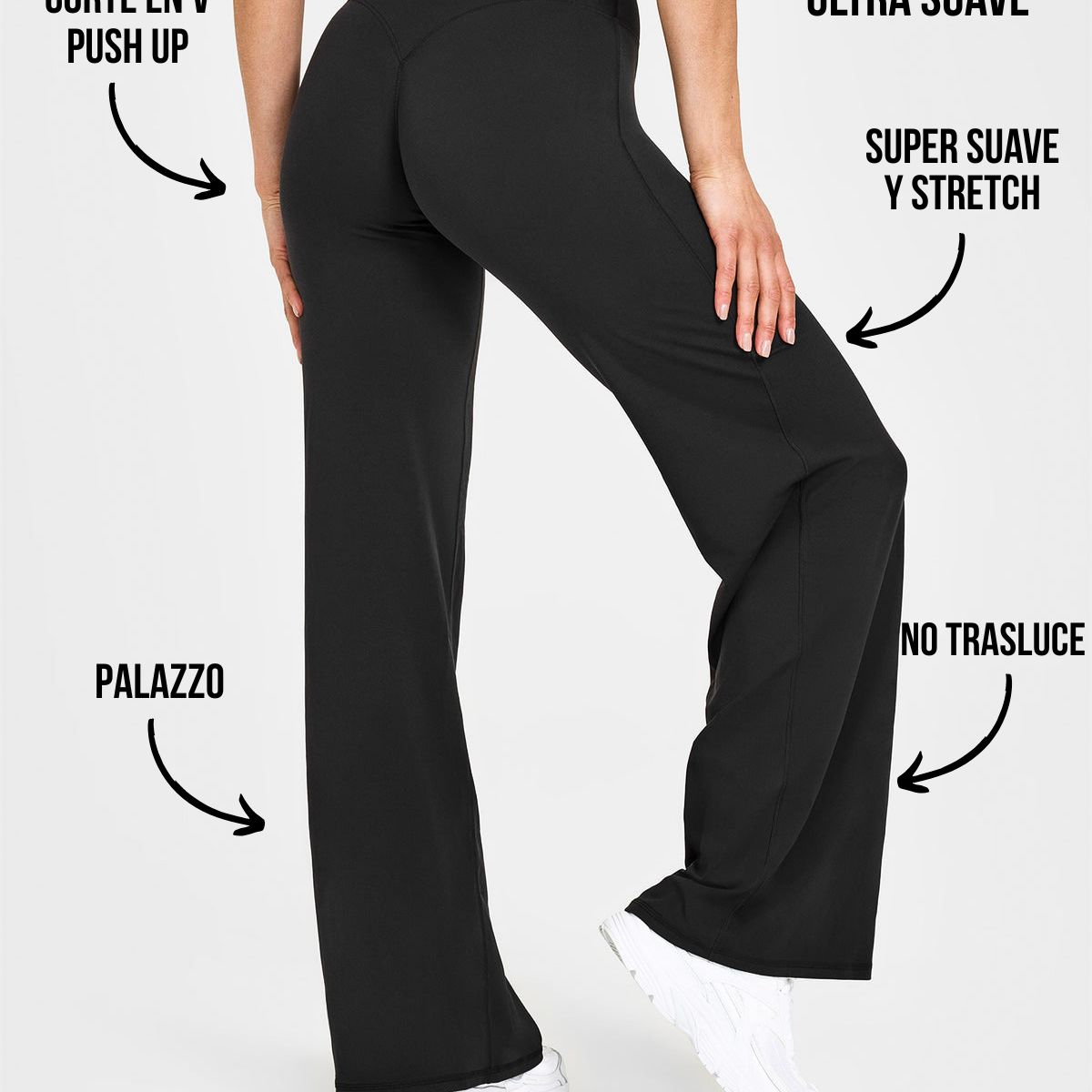 GENERICO - LEGGIN DEPORTIVO PALAZO CORTE EN V - LEGGING MUJER WIDE LEG - LEGGING PALAZO MUJER - PALAZO MUJER