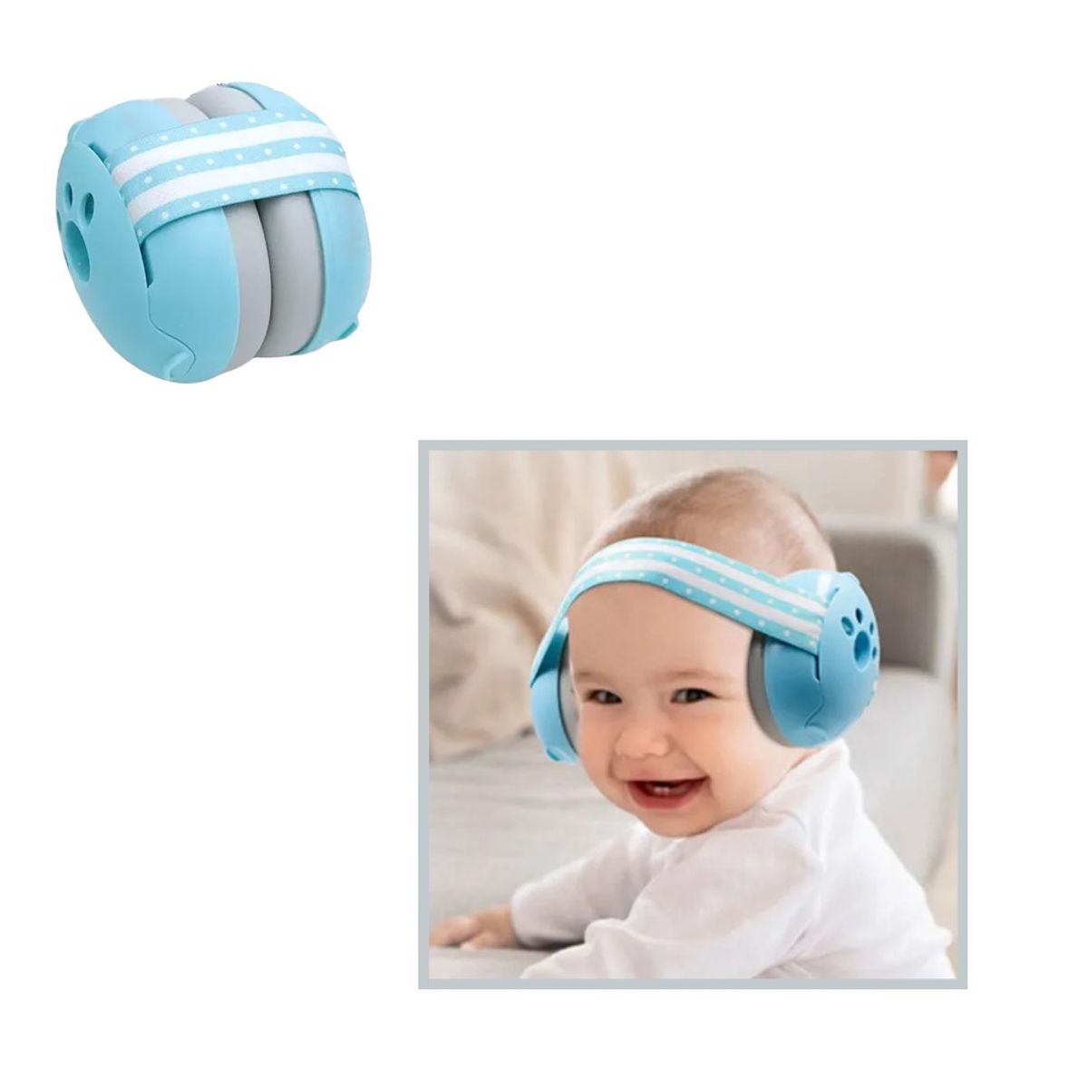 GENERICO - OREJERAS ANTIRUIDOS PROTECCIÓN AUDITIVAS PARA BEBÉS - CELESTE