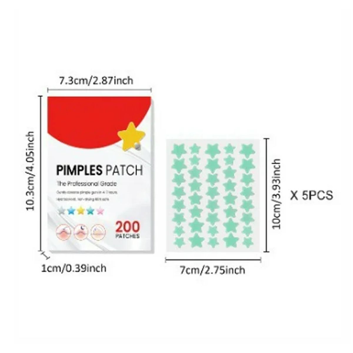 GENERICO - PARCHES ANTIACNE HIDROCOLOIDE PARA IMPERFECCIONES GRANOS Y ESPINILLAS  200 UNIDADES