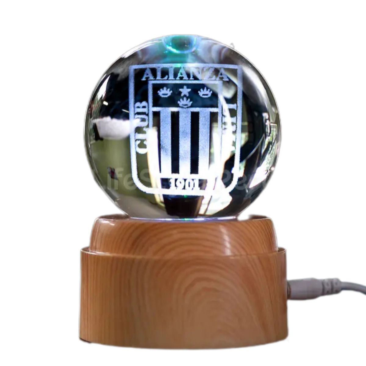 ALIANZA LIMA - Lampara Esfera Cristal  Alianza Giratorio + luz RGB