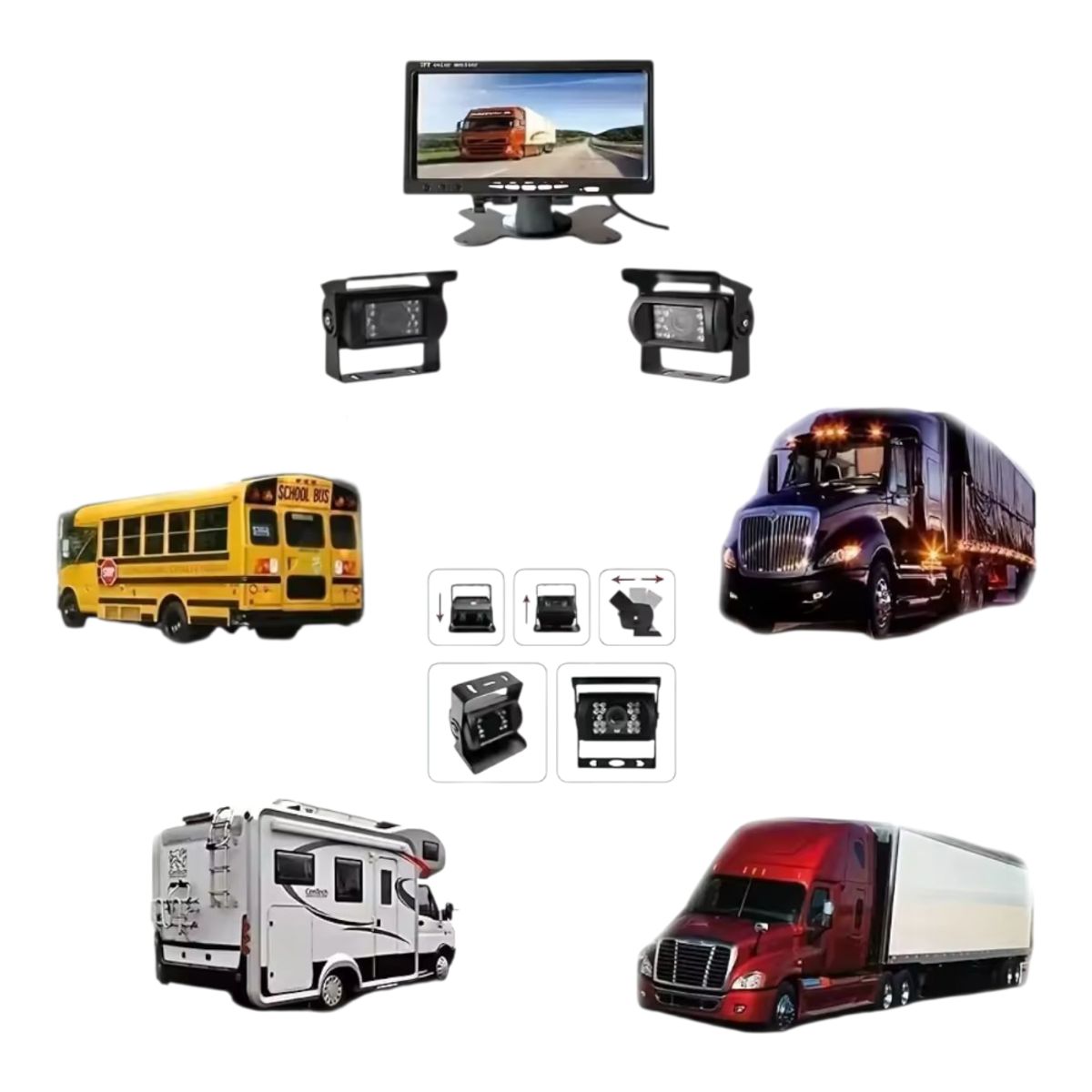 GENERICO - Kit de retroceso para camión doble cámara - DVR