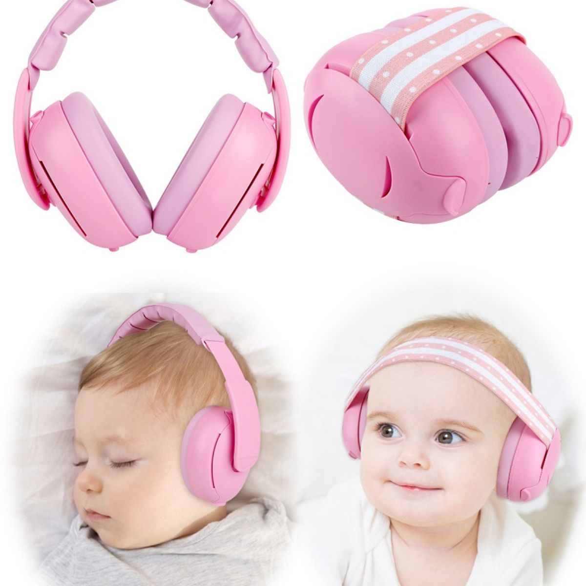 GENERICO - NUEVAS OREJERAS ANTIRUIDO 2 en 1 PARA BEBÉS Y NIÑOS - ROSADO