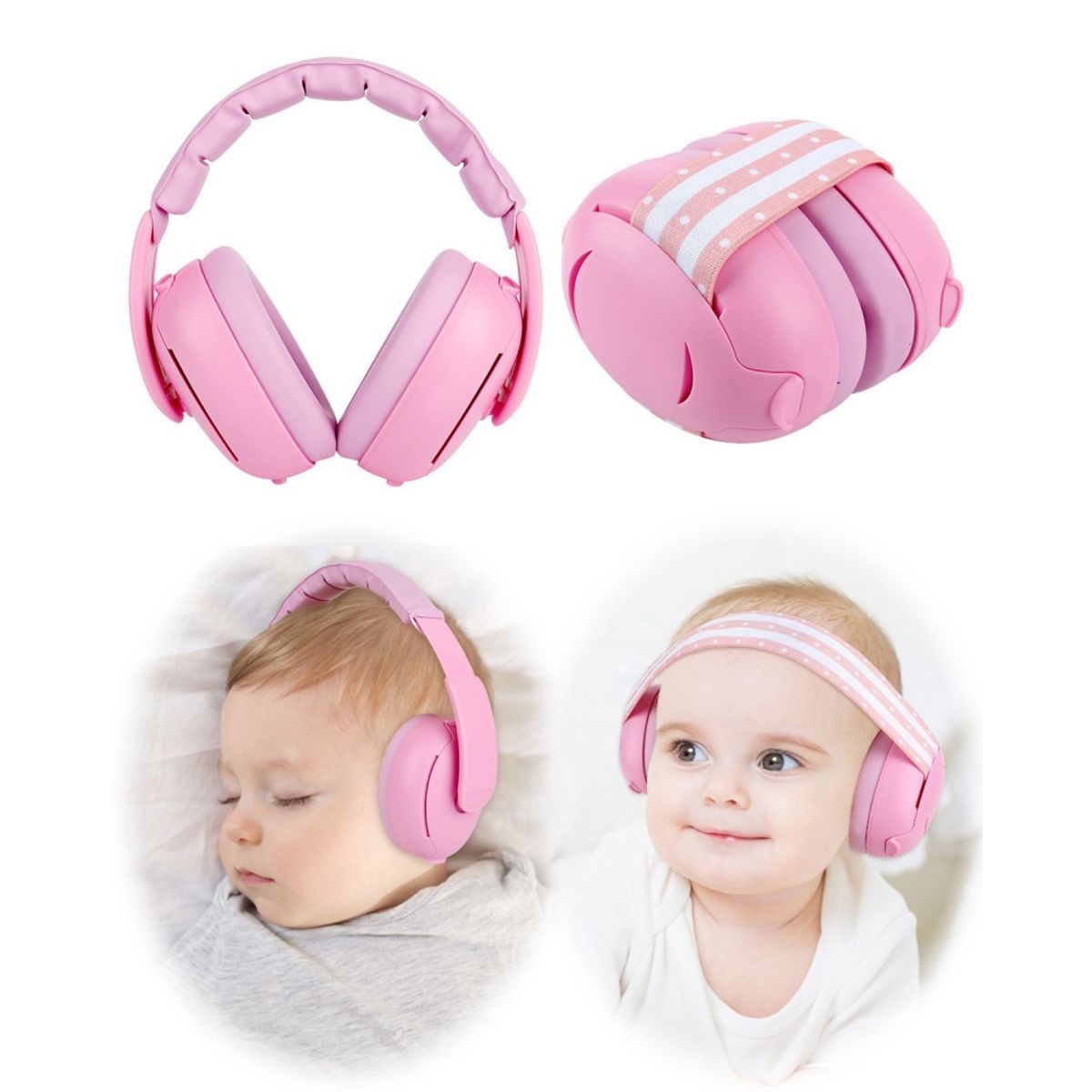 GENERICO - NUEVAS OREJERAS ANTIRUIDO 2 en 1 PARA BEBÉS Y NIÑOS - ROSADO