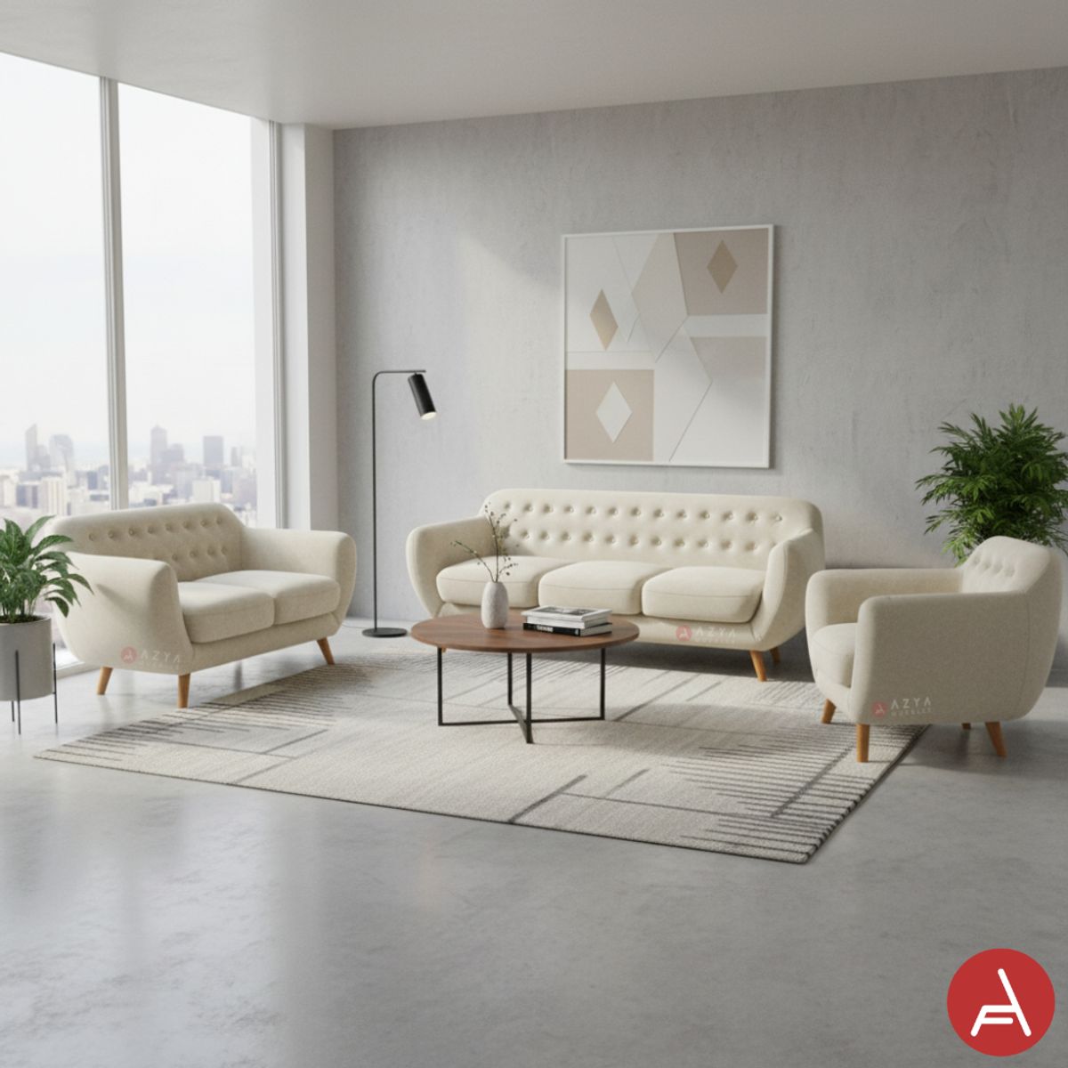 AZYA MUEBLES - Juego de Sala Ceres 3-2-1 + Cojines Decorativos