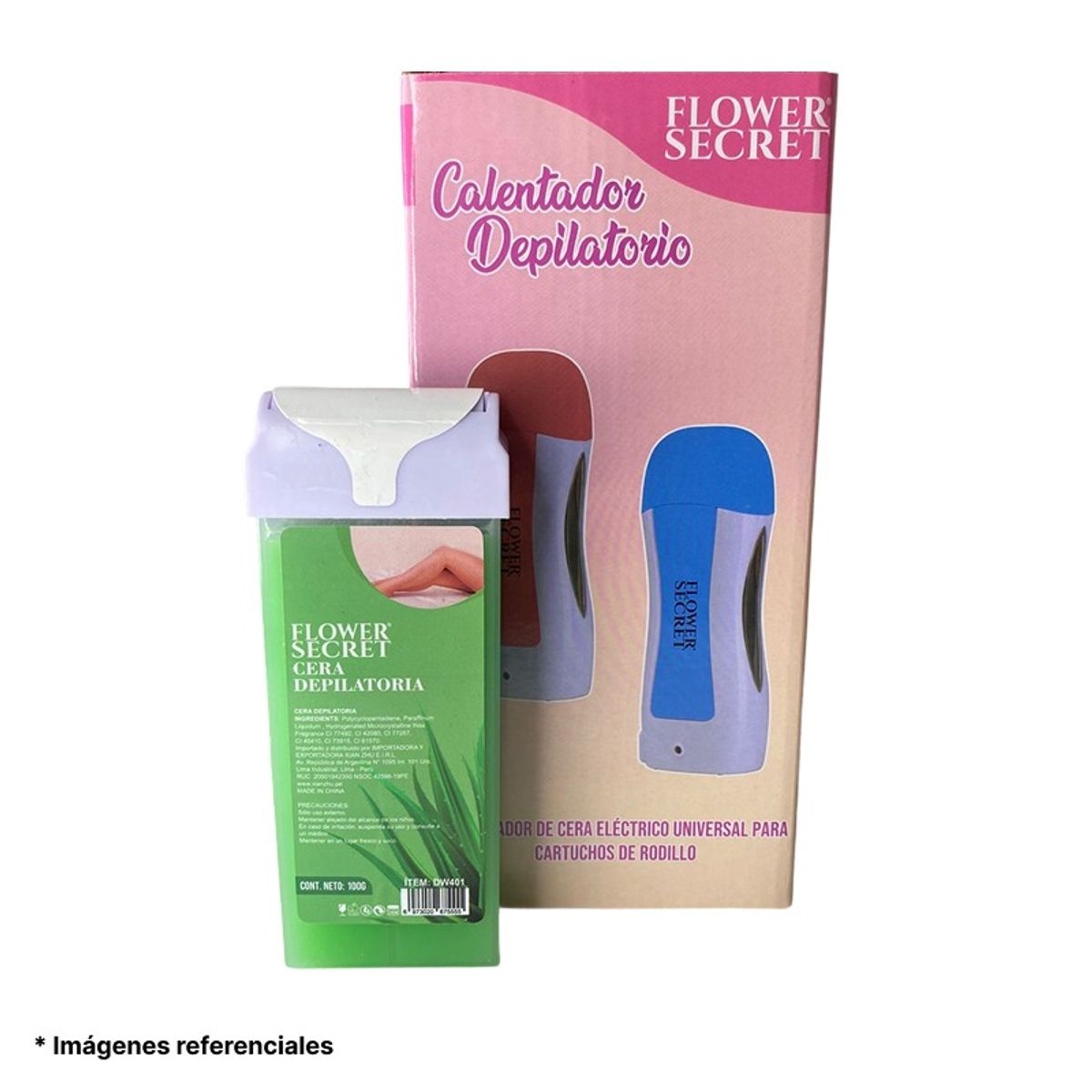 FLOWER SECRET - Pack Máquina calentador + Cera Roll On Flower Secret