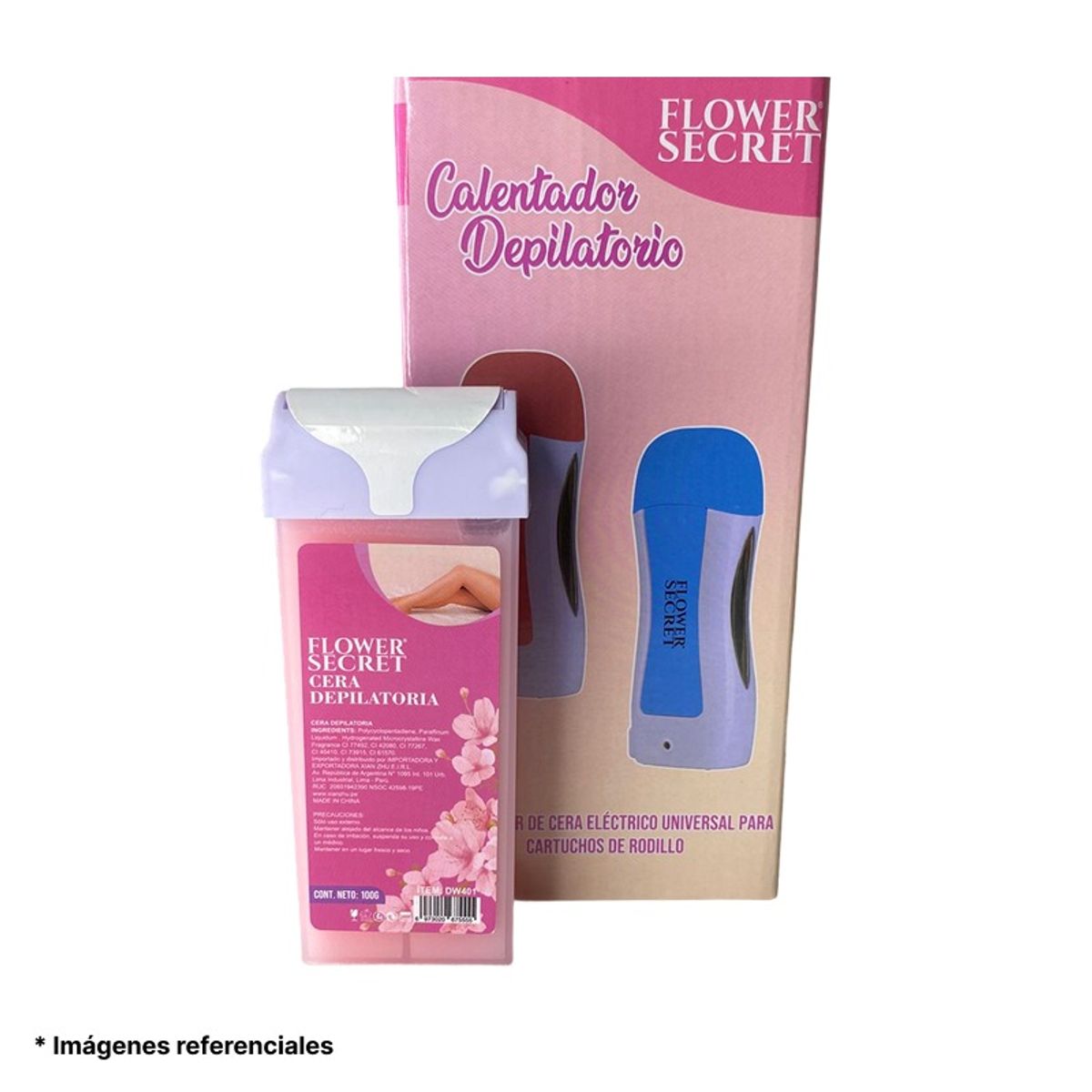 FLOWER SECRET - Pack Máquina calentador + Cera Roll On Flower Secret