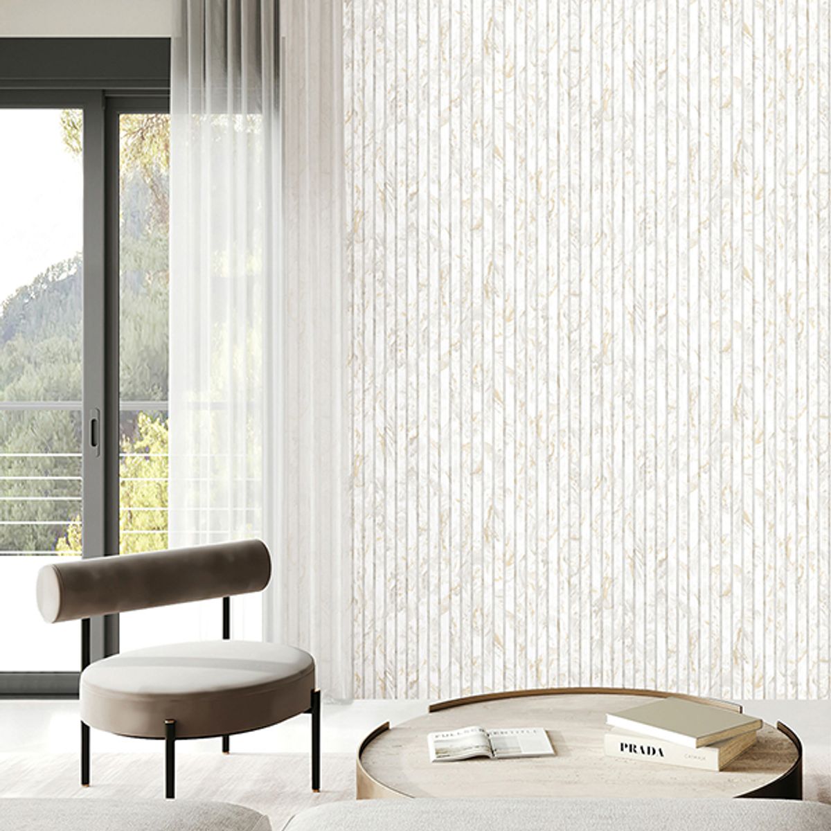 DECOMOA - Papel tapiz decorativo Marble Panel texture 5m2
