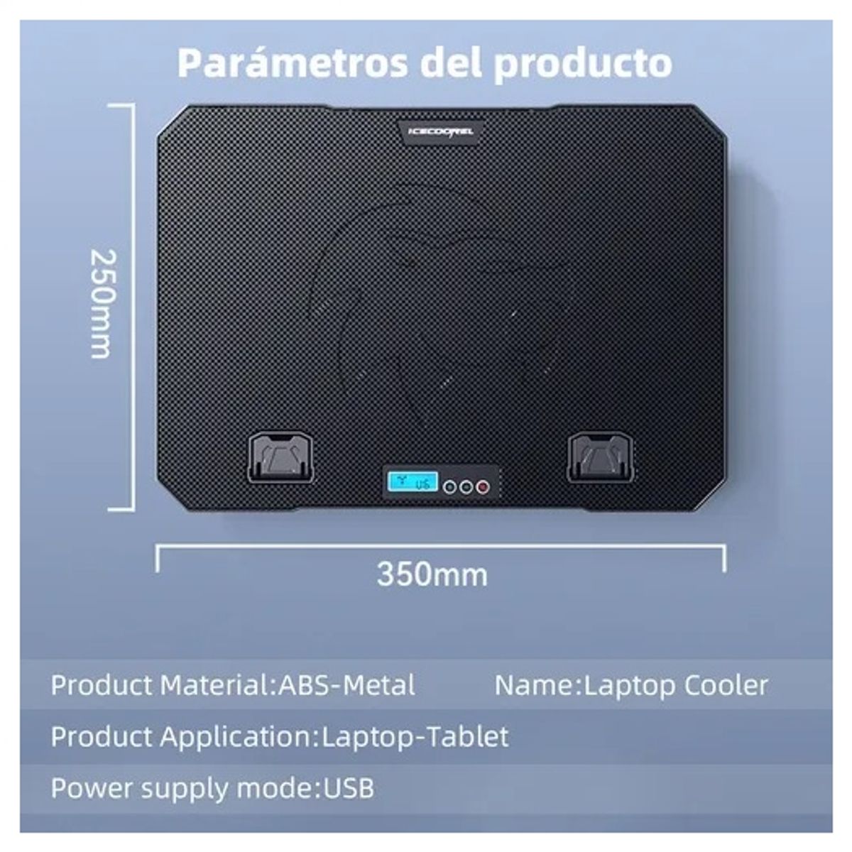 GENERICO - Soporte laptop 6 Coolers Aluminio con Pantalla LED