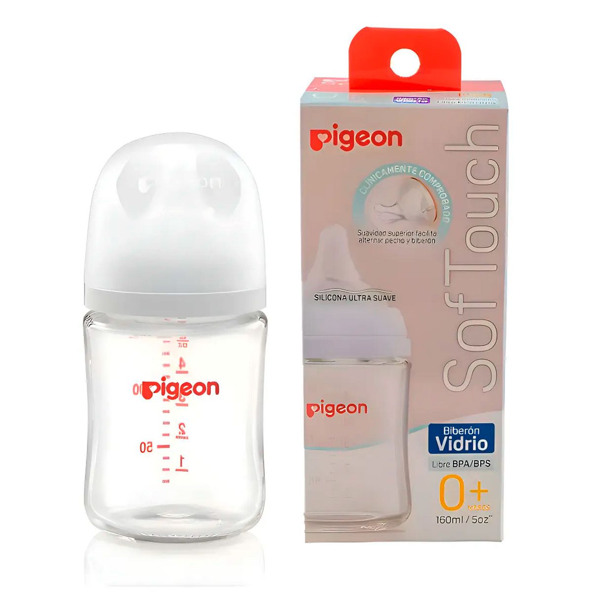 PIGEON - Biberon Pigeon Vidrio 160ML Anticólico y Libre de BPA