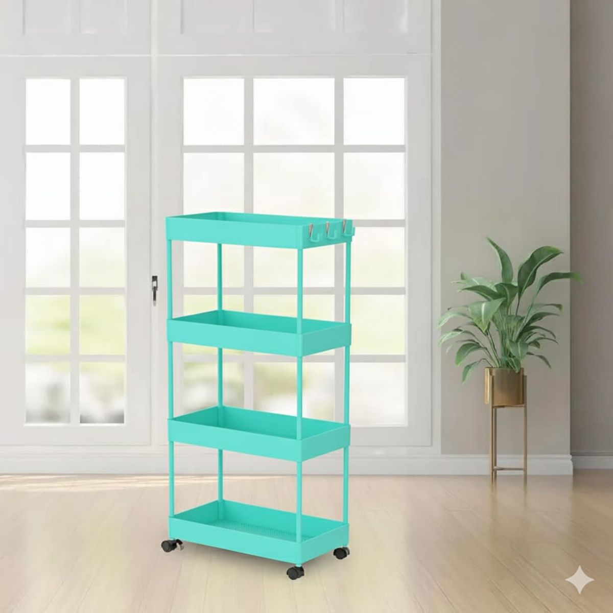 GENERICO - CARRITO ORGANIZADOR 4 NIVELES - COLOR TURQUEZA