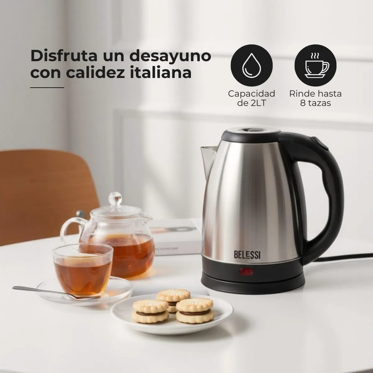 BELESSI - Hervidor 2LT Acero Inoxidable