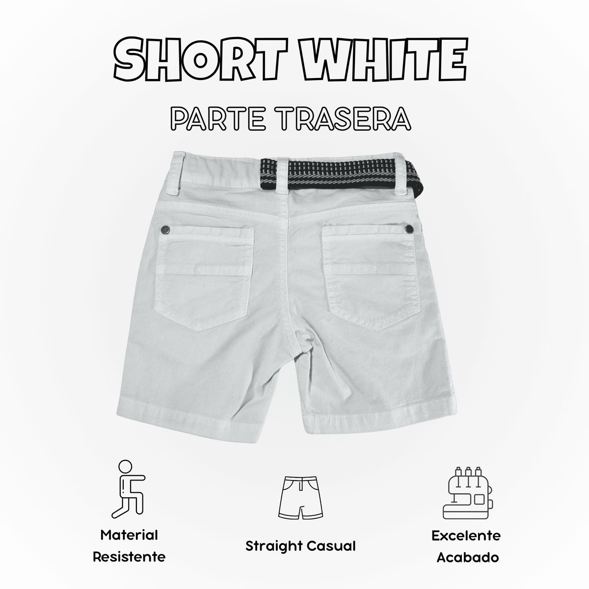 YONISTERS CLOTHING - Short Niño Casual Algodón Drill Tafeta Blanco Yonister Clothing