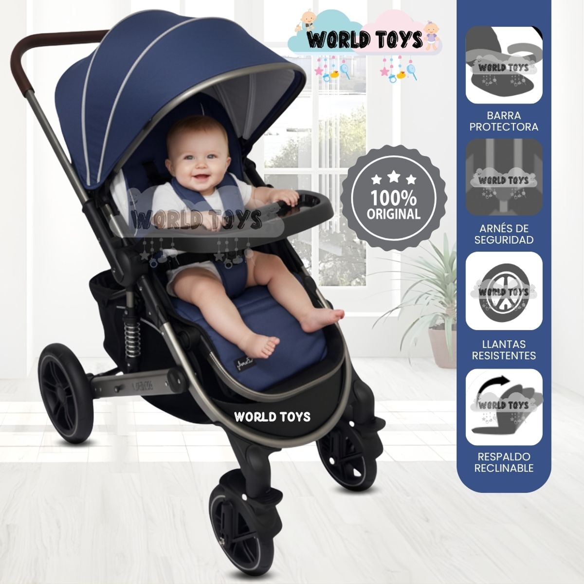BABY - Coche Cuna para Bebés «BEVERLY» Edición Limitada Blue