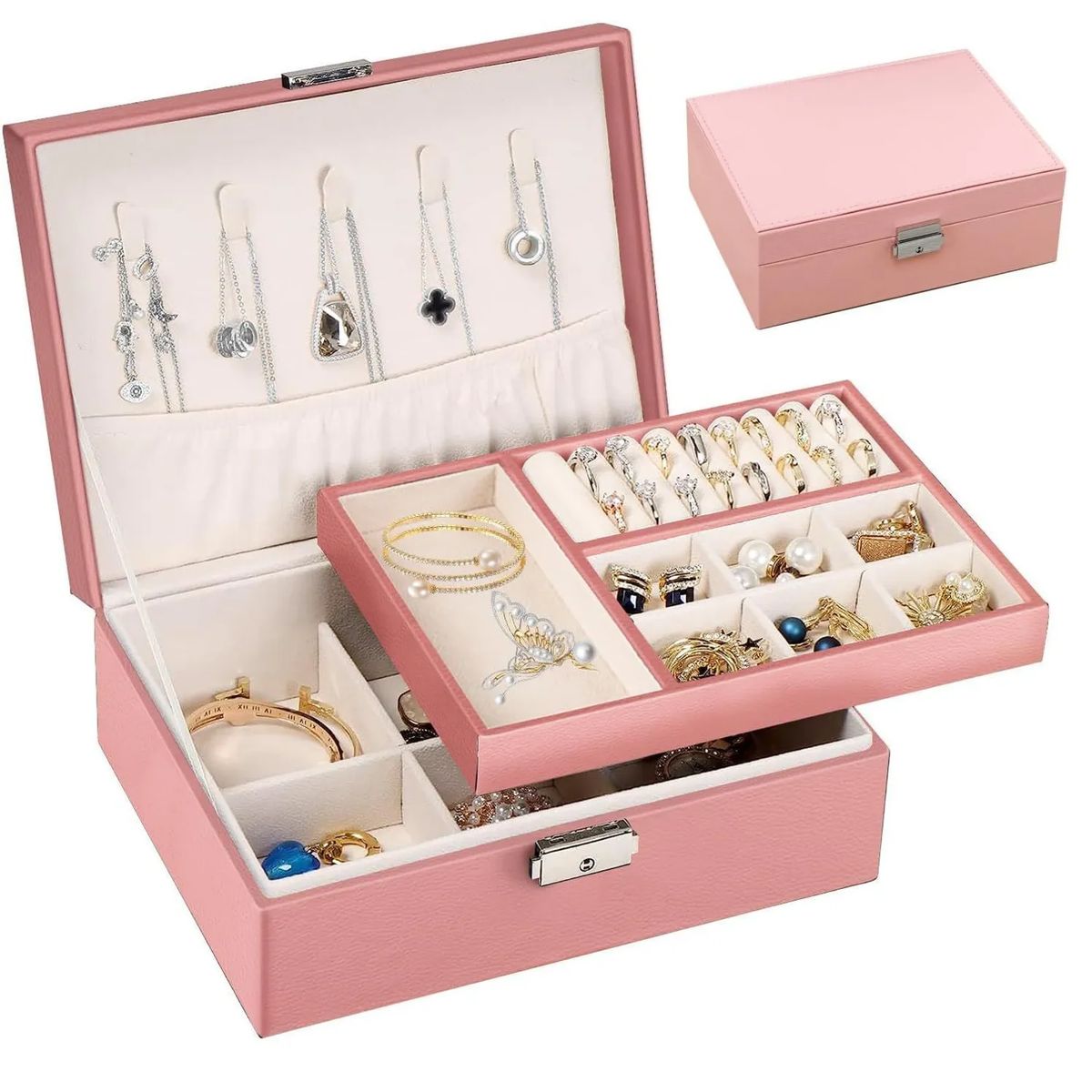 GENERICO - ORGANIZADOR DE JOYAS COLOR  ROSADO