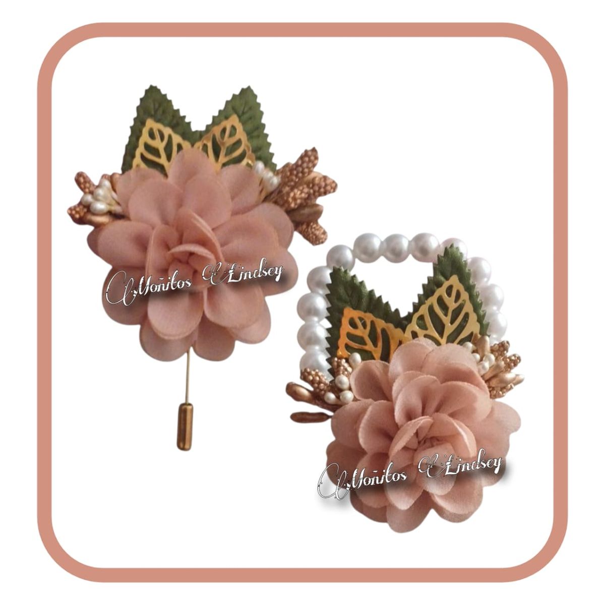 GENERICO - Conjunto Corsage Muñeca Y Boutonniere NUDE- Generico
