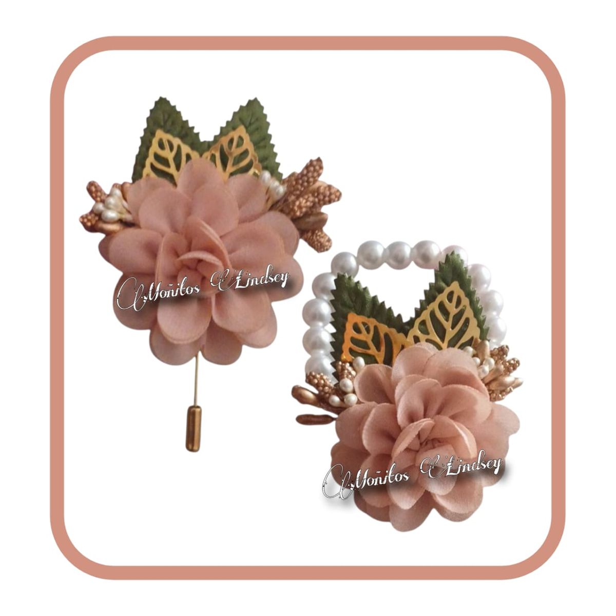 GENERICO - Conjunto Corsage Muñeca Y Boutonniere NUDE- Generico
