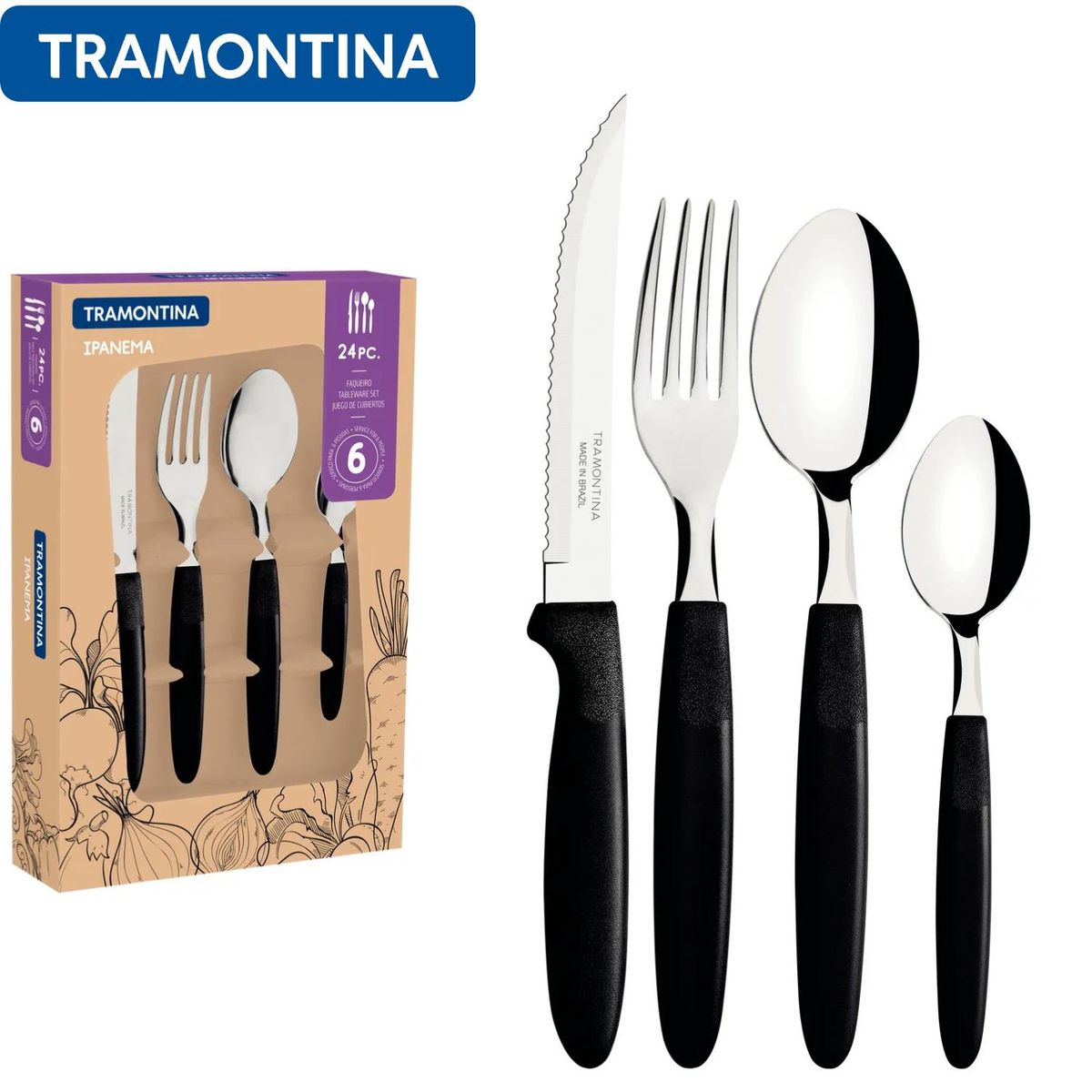 TRAMONTINA - Juego Cubiertos  24 Piezas Ipanema - Tramontina