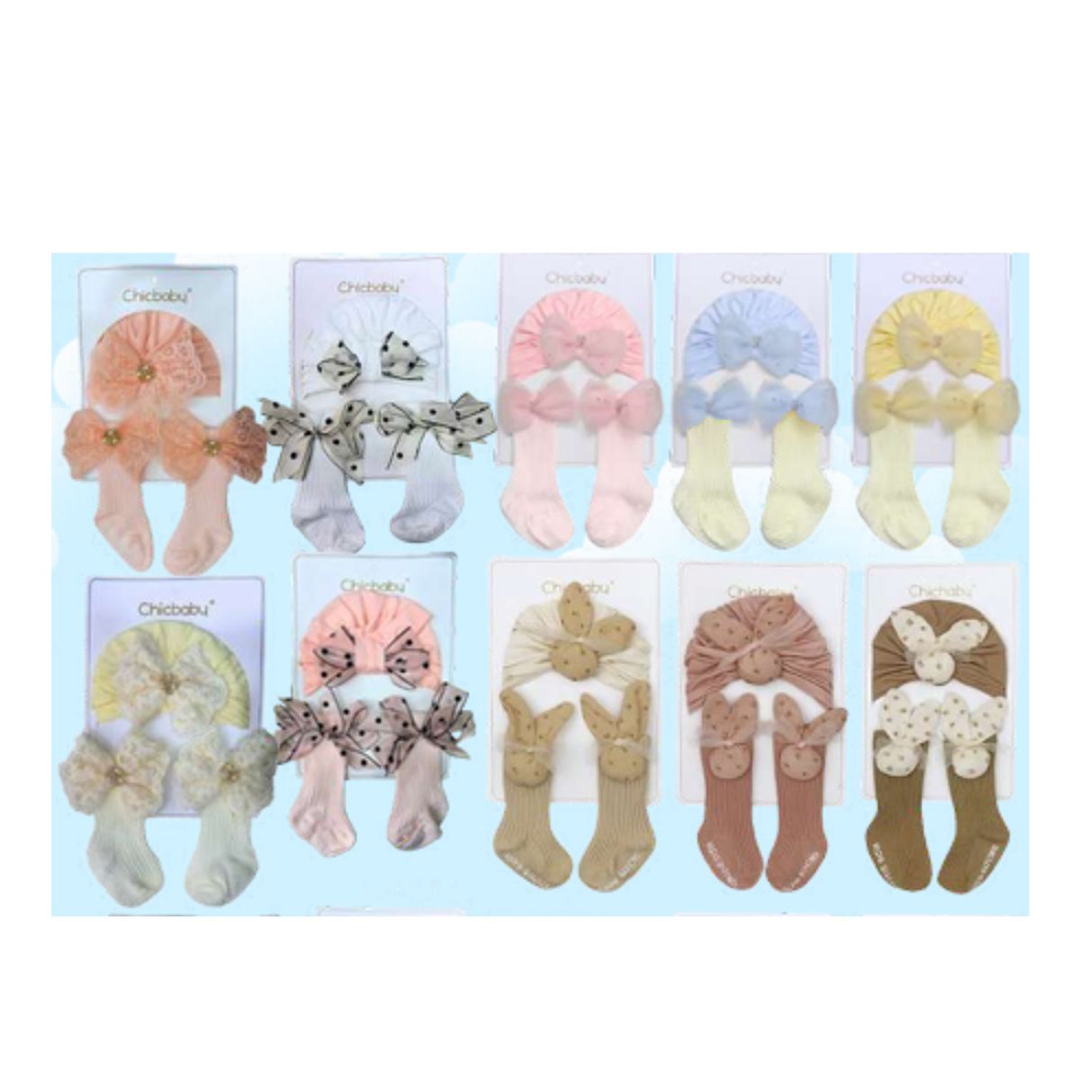 GENERICO - TURBANTE Y MEDIAS PARA BEBÉ