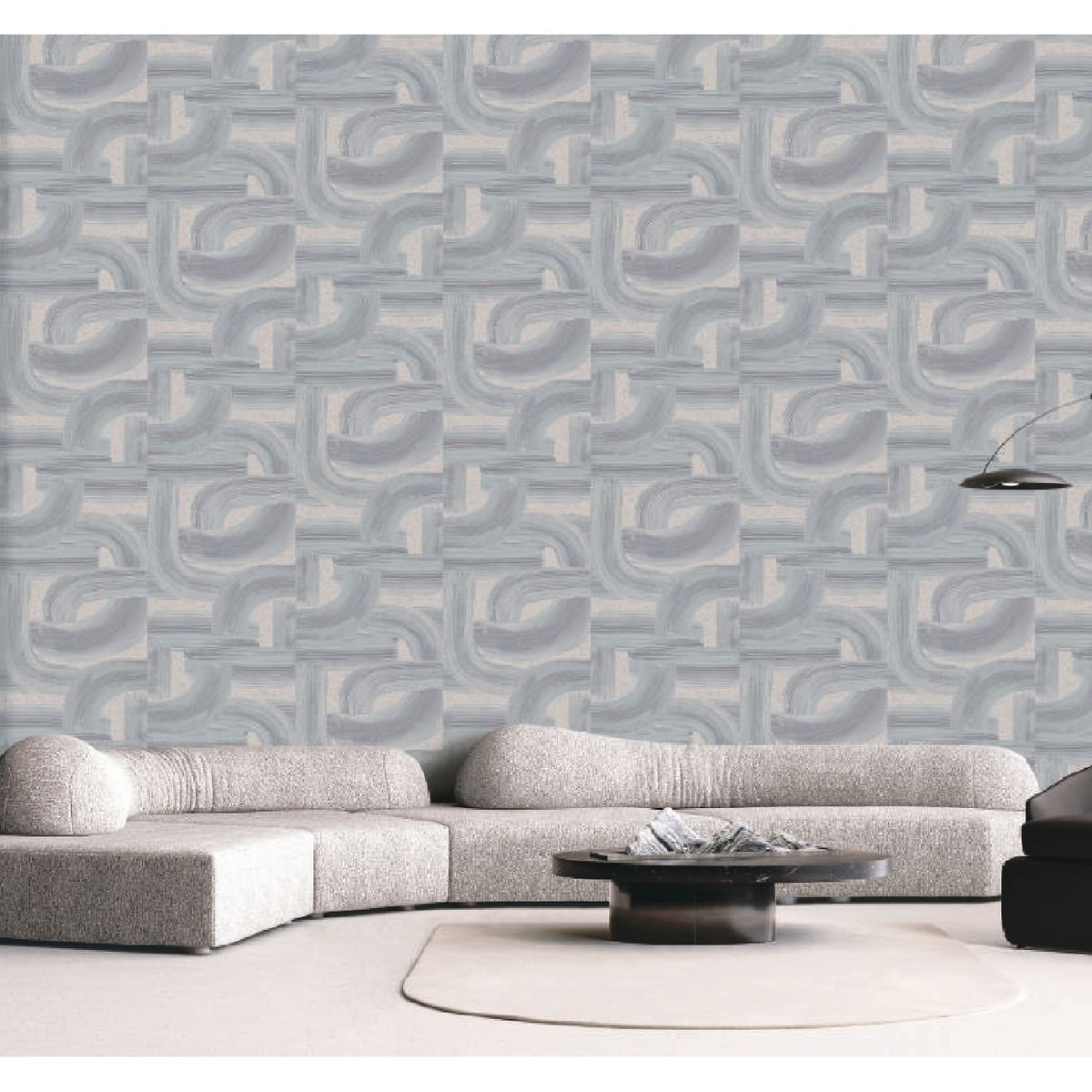 DECOMOA - Papel tapiz decorativo Estilo Abstracto Azul grisáceo 5m2