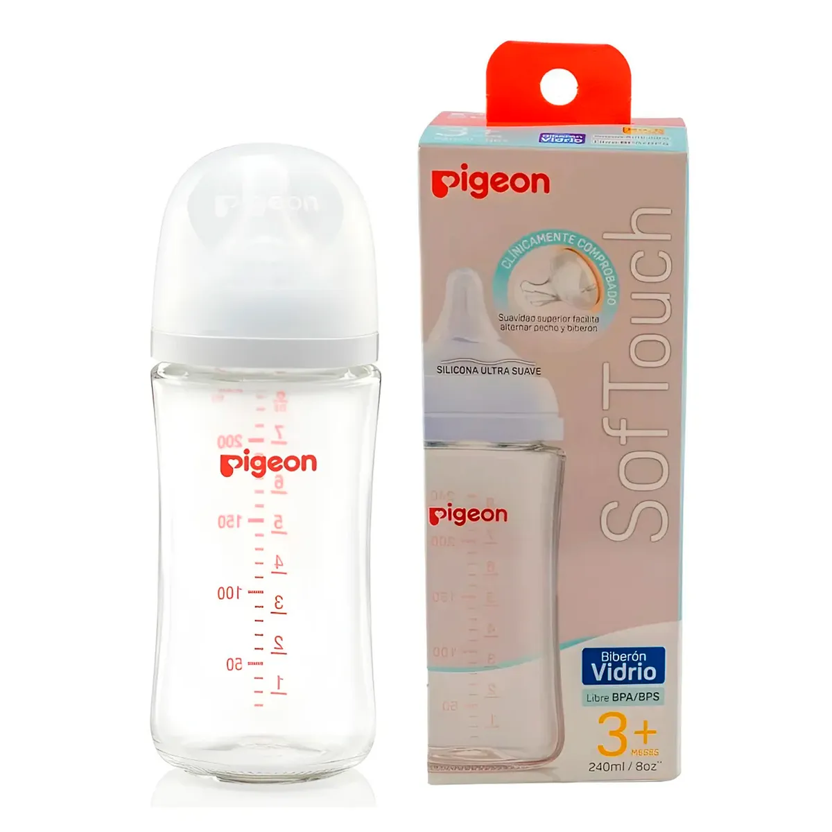 PIGEON - Biberon Pigeon Vidrio 240ML Anticólico y Libre de BPABPS
