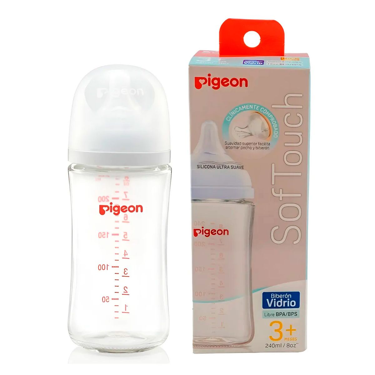 PIGEON - Biberon Pigeon Vidrio 240ML Anticólico y Libre de BPABPS