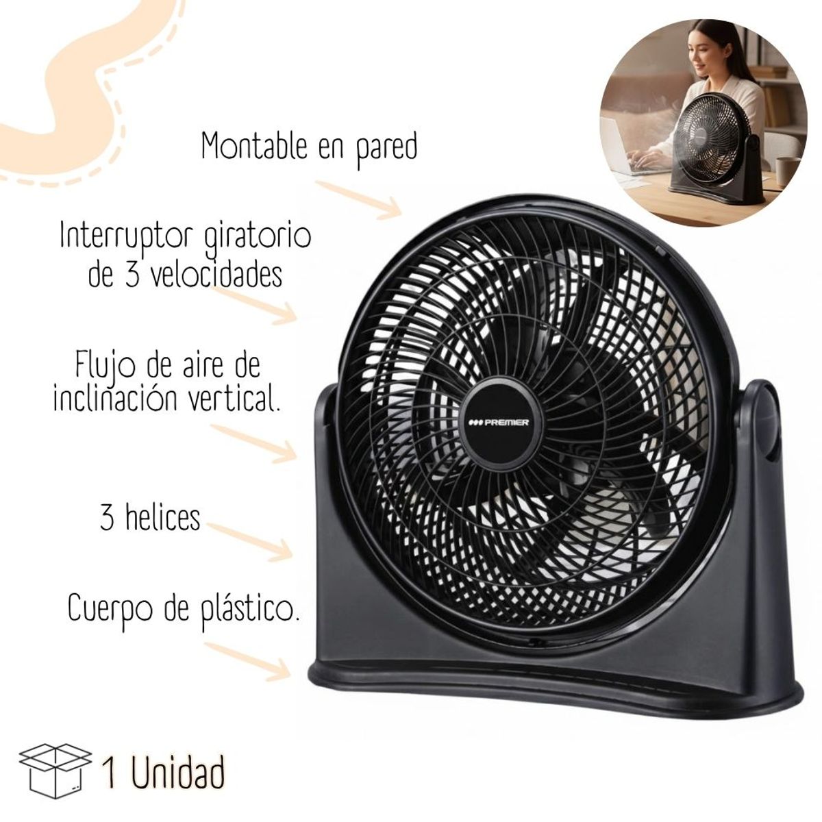 MASTER - Ventilador Premier de Mesa de 10”- Negro