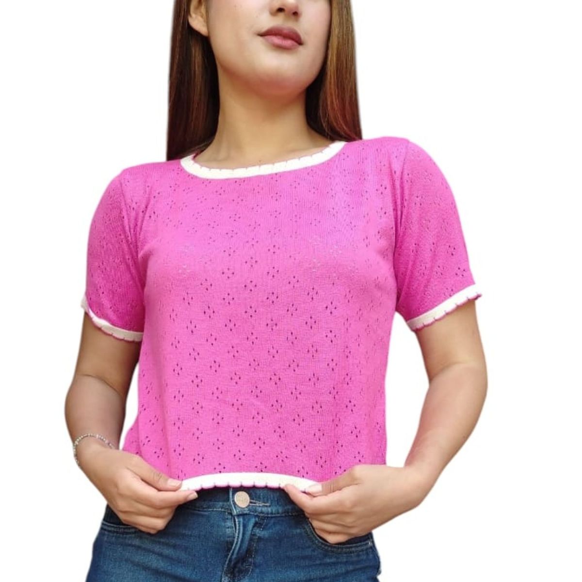 GENERICO - POLO MANGA CORTA MUJER EN HILO ALGODON