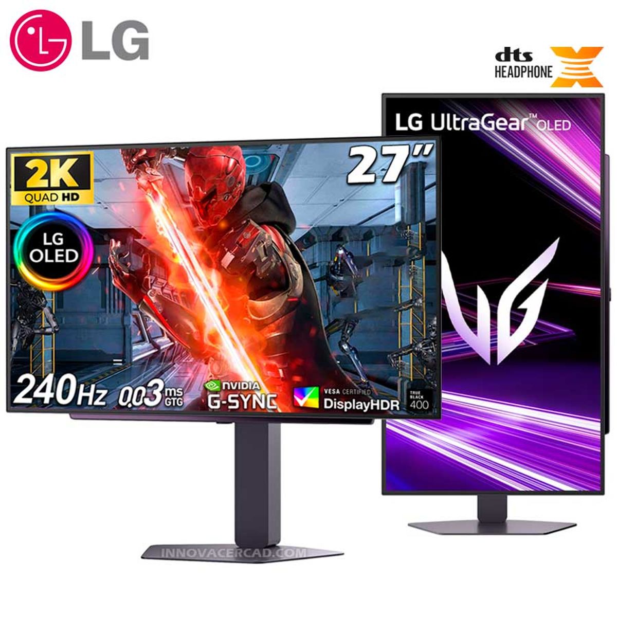 LG - Monitor LG UltraGear XG7 27GX704A-B 27 OLED QHD 003ms G-Sync FreeSync Premium Pivot