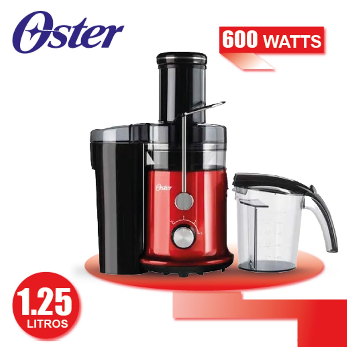 OSTER - Extractor De Jugos Oster FPSTJE320R 2 Velocidades 1.25 L Rojo