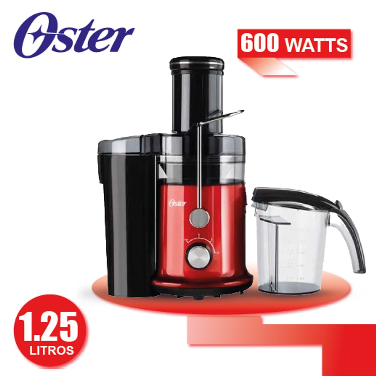 OSTER - Extractor De Jugos Oster FPSTJE320R 2 Velocidades 1.25 L Rojo