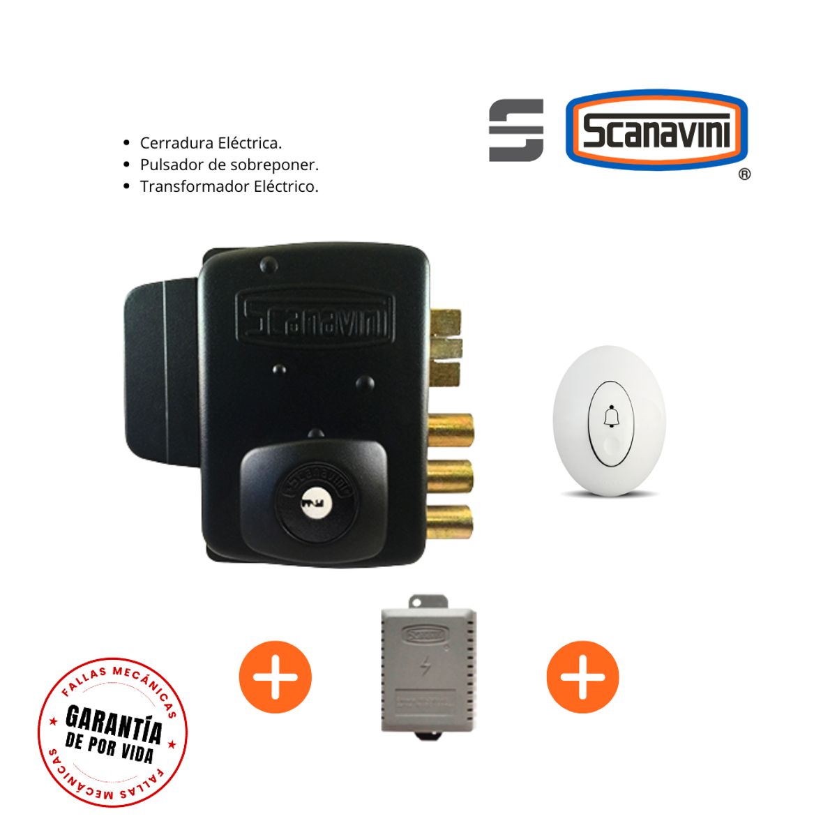 SCANAVINI - Cerradura Blindada de Sobreponer Eléctrica 2150 (abren hacia el interior)