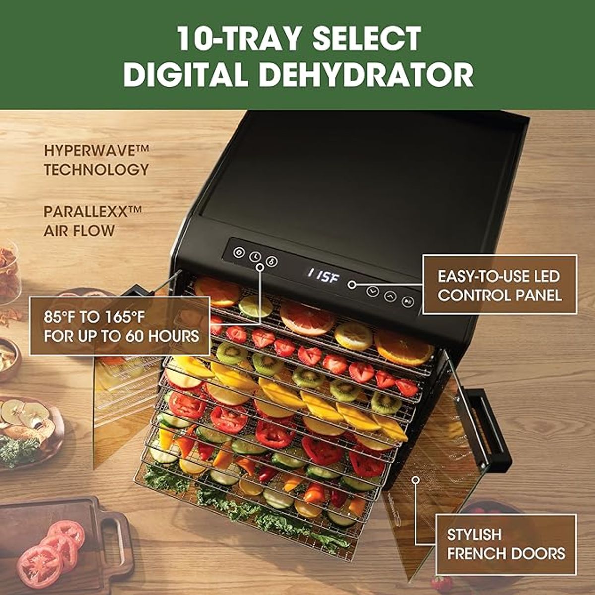 EXCALIBUR - DESHIDRATADOR DE ALIMENTOS EXCALIBUR DE 10 BANDEJAS CON TIMER DIGITAL