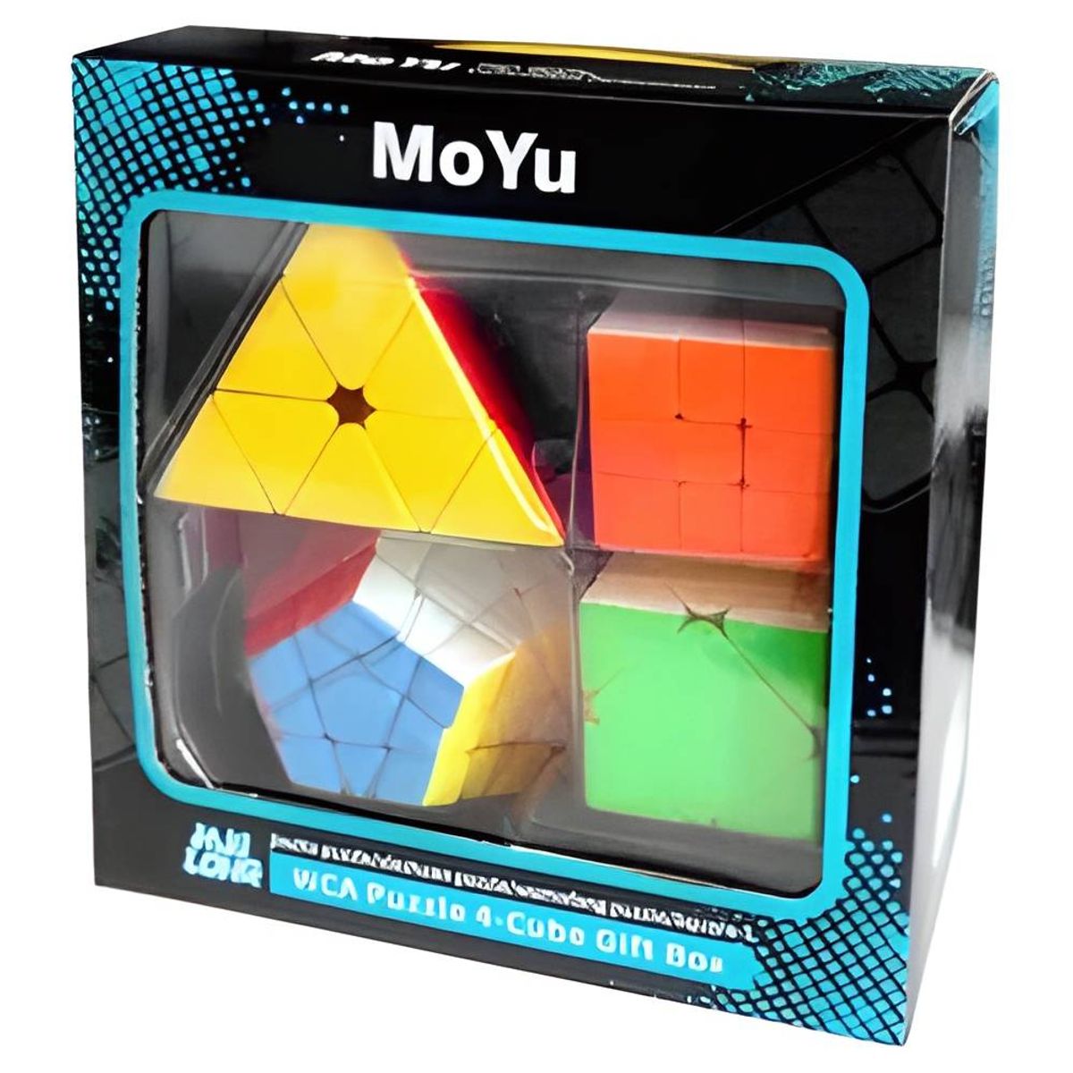 GENERICO - Pack de 4 Cubos Mágicos Pyraminx Megaminx Skewb Square