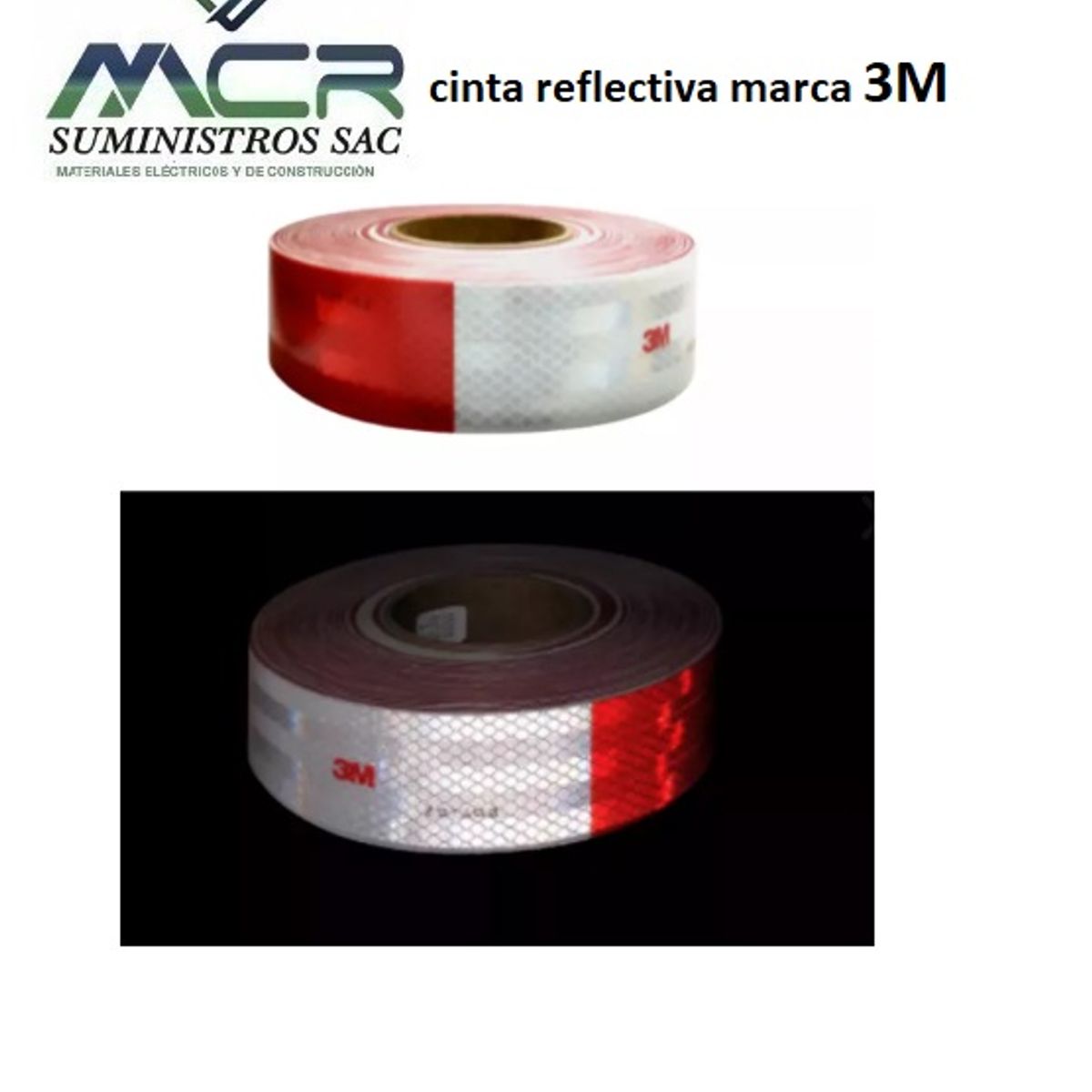 3M - CINTA REFLECTIVA CON LOGO 3M DE 2″ o 5CM DE ANCHO X 3M  ROJO y BLANCO 3M