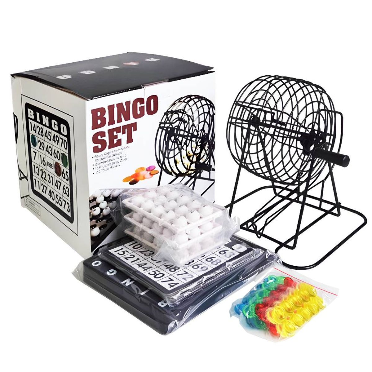 GENERICO - Bingo de Metal con Bolillas y Tarjetas Reutilizables