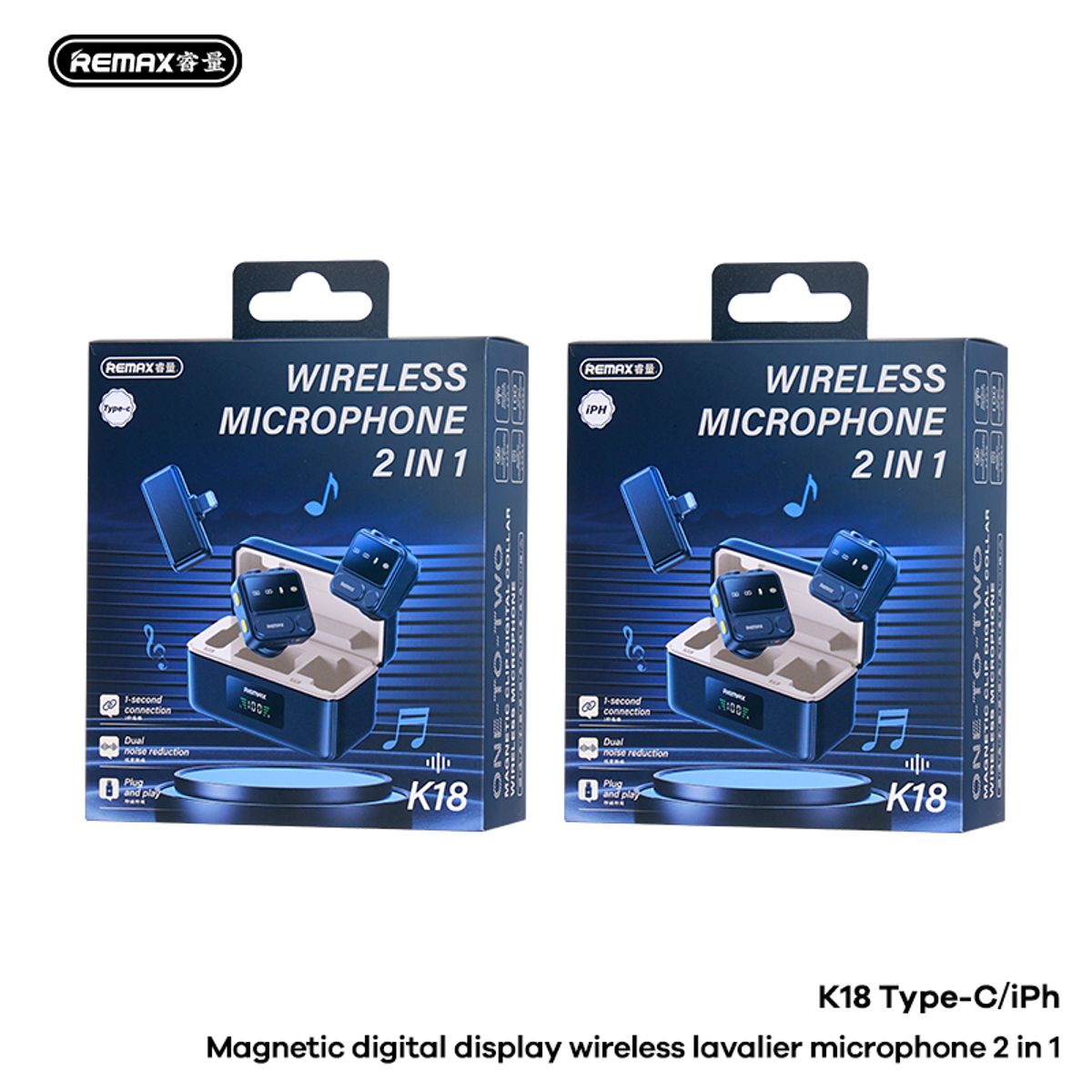 REMAX - MICROFON0 INALAMBRICO  SOLAPERO K18 2025  REMAX, TIPO IPHONE
