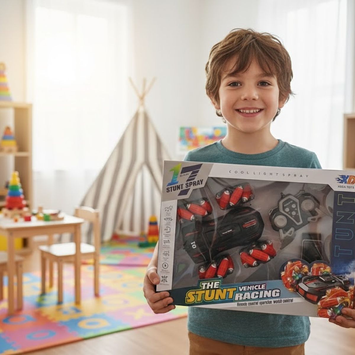 GENERICO - Carro 360° acrobático con reloj y control remoto