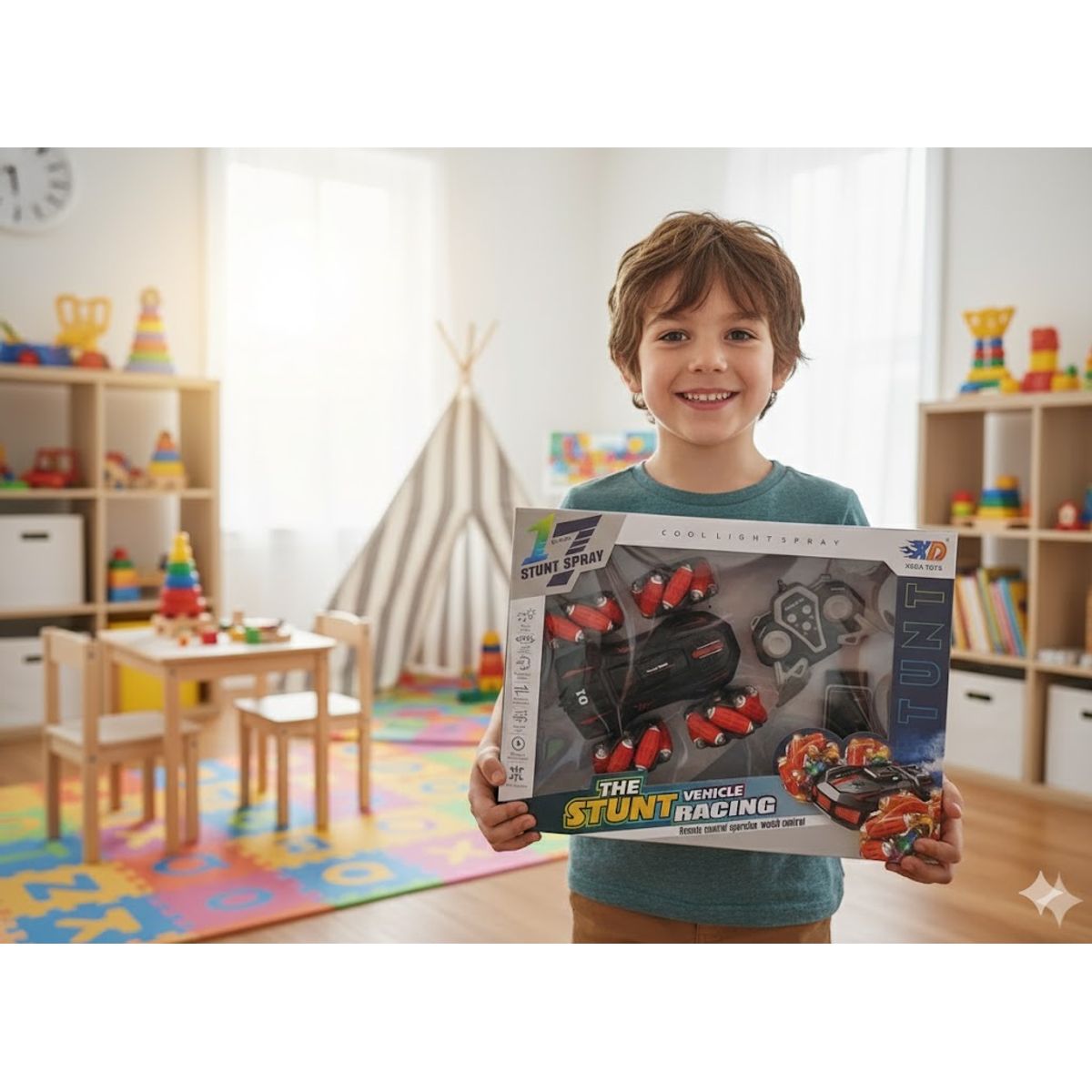 GENERICO - Carro 360° acrobático con reloj y control remoto