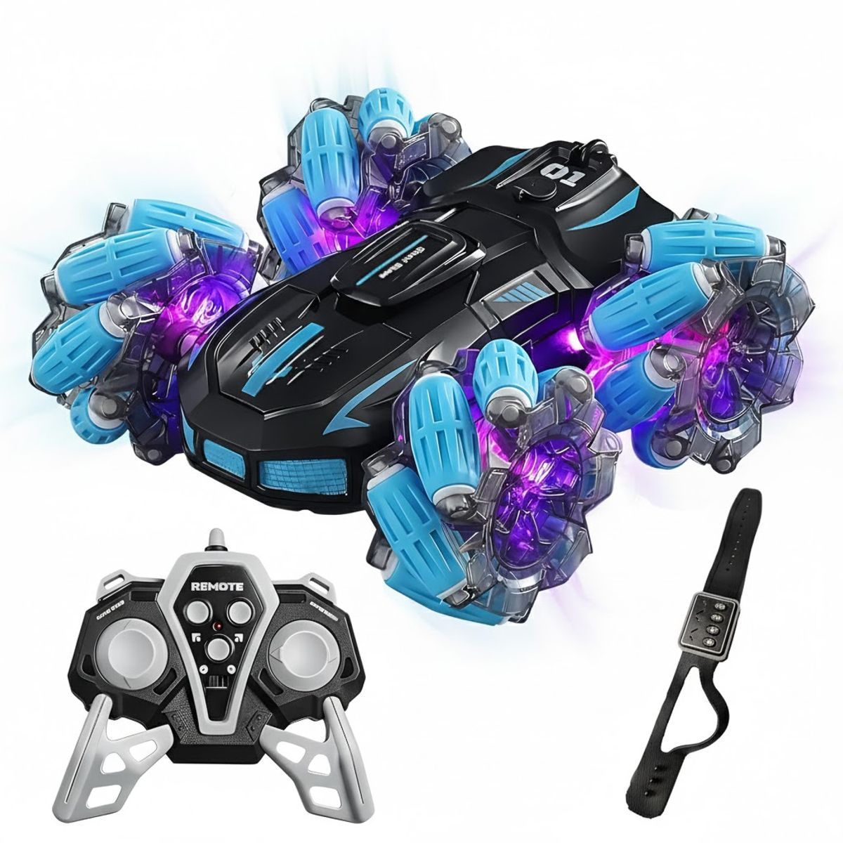 GENERICO - Carro 360° acrobático con reloj y control remoto