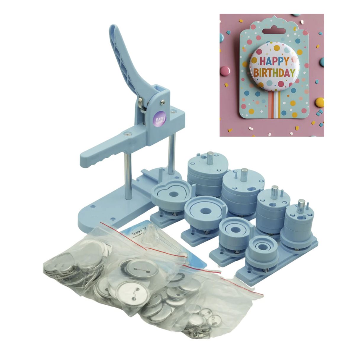 GENERICO - Máquina para Hacer Pines  Botones  Llaveros Metálicos  Button Maker Celeste