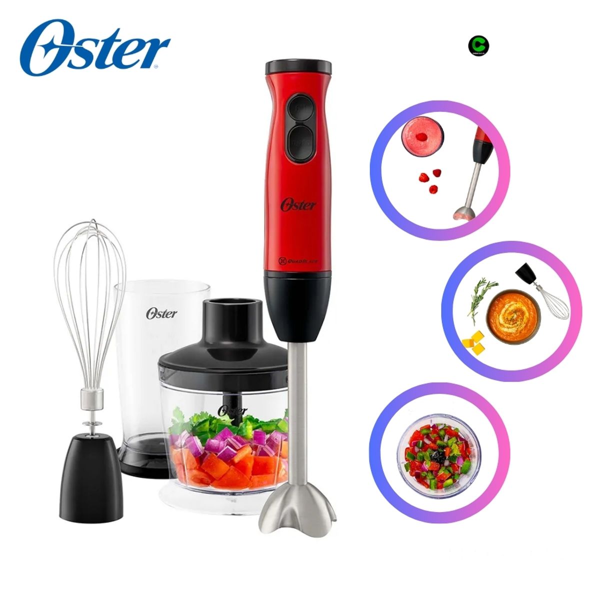 OSTER - Batidora de inmersión Oster® con cuchilla Quad FPSTHB460A