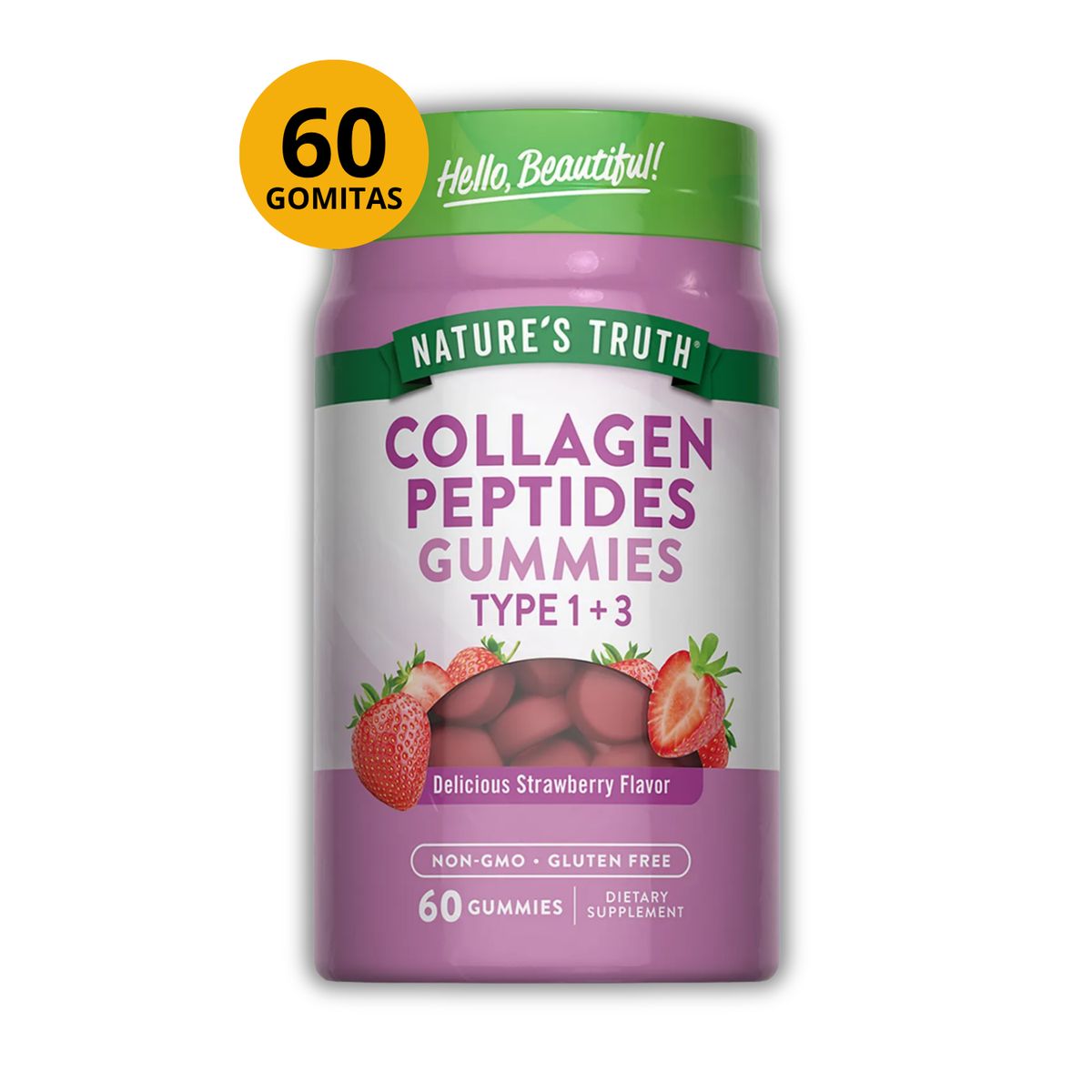 NATURE'S TRUTH - PEPTIDO DE COLAGENO SABOR FRESA 60 GOMITAS NATURE's TRUTH