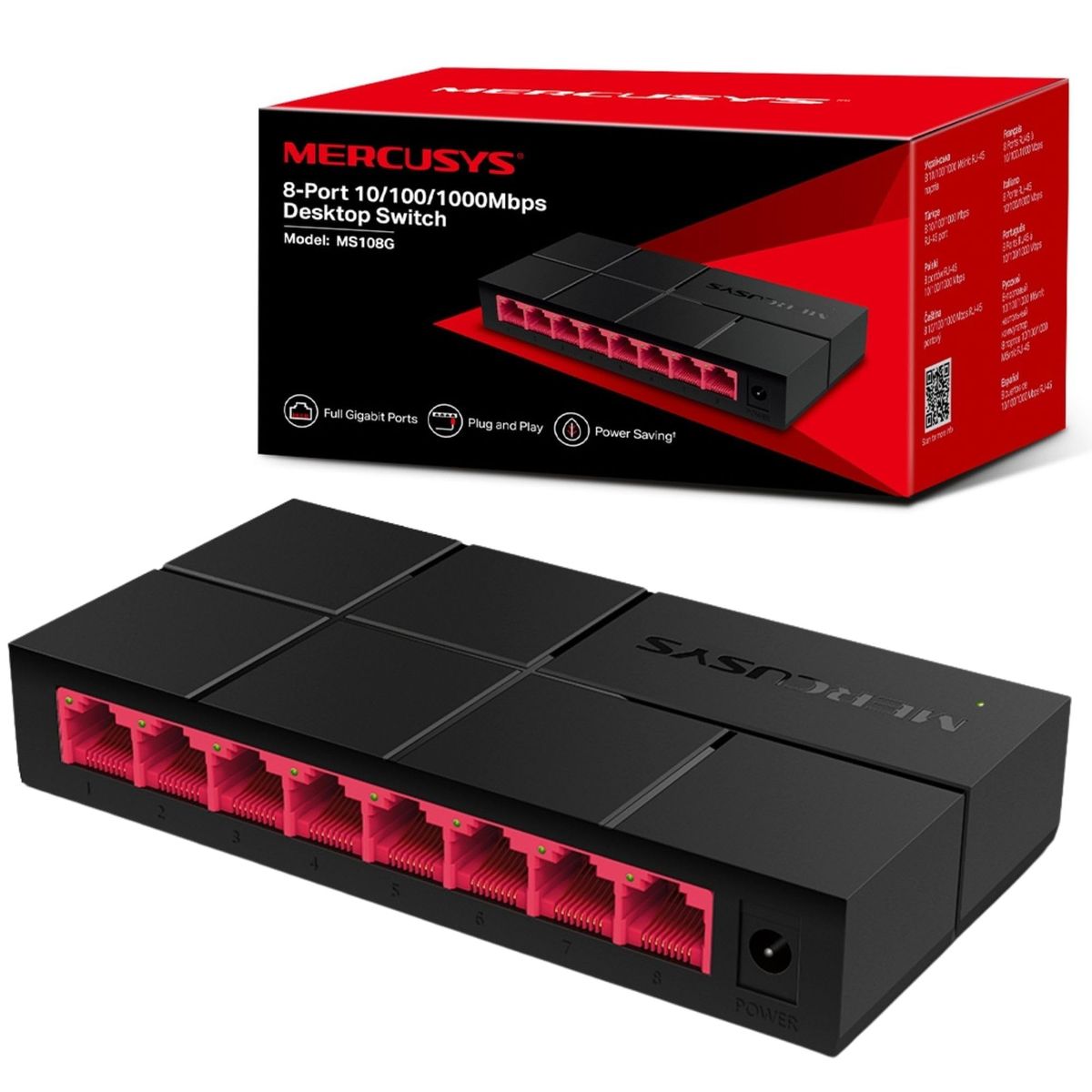 MERCUSYS - SWITCH GIGABIT 8 PUERTOS MERCUSYS MS108G