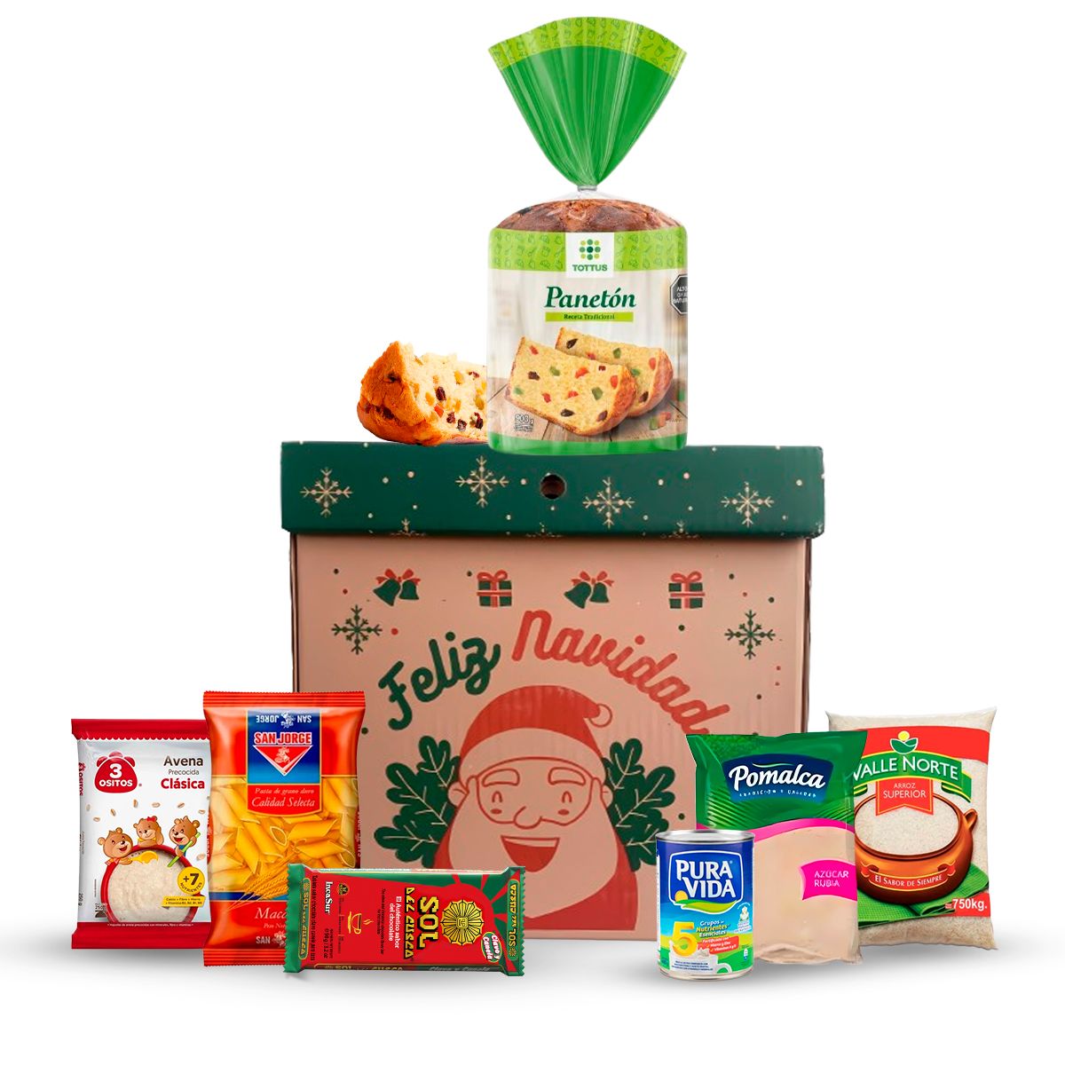 GENERICO - Canasta Navideña Silver de 7 Productos