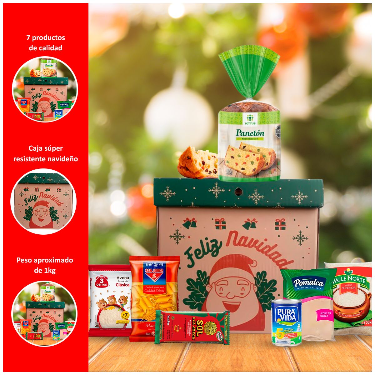GENERICO - Canasta Navideña Silver de 7 Productos