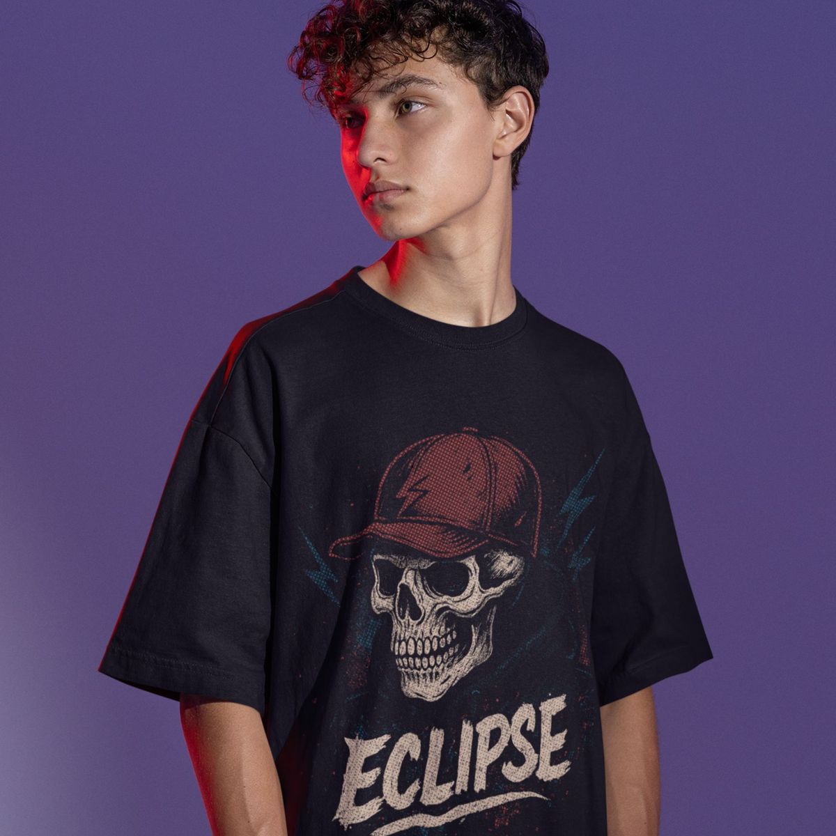 GENERICO - Polo oversize Calavera Grafity Del- Hombre